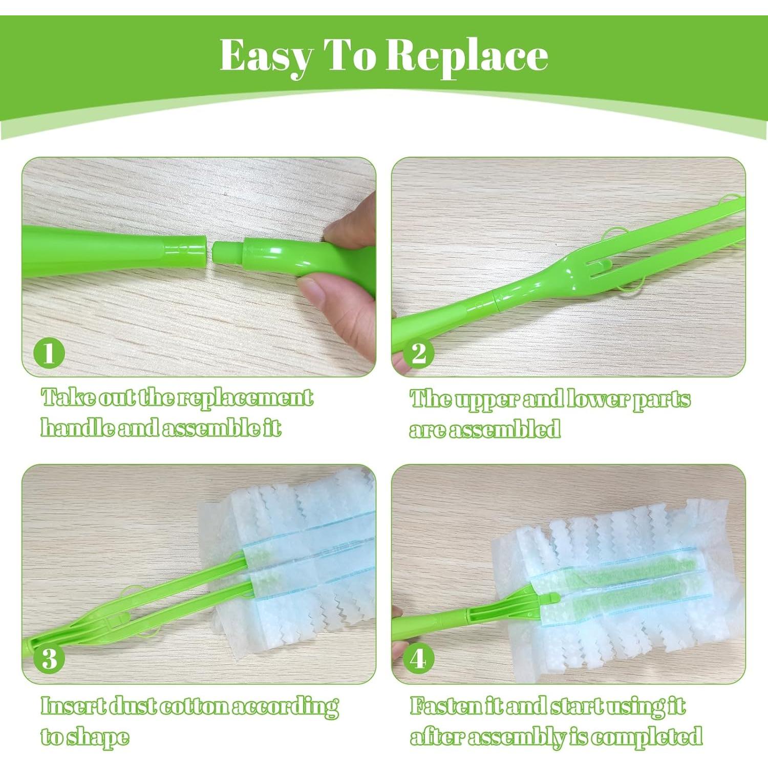 Paquete de 3 Mangos de Repuesto LYASILGC para Plumero Verde