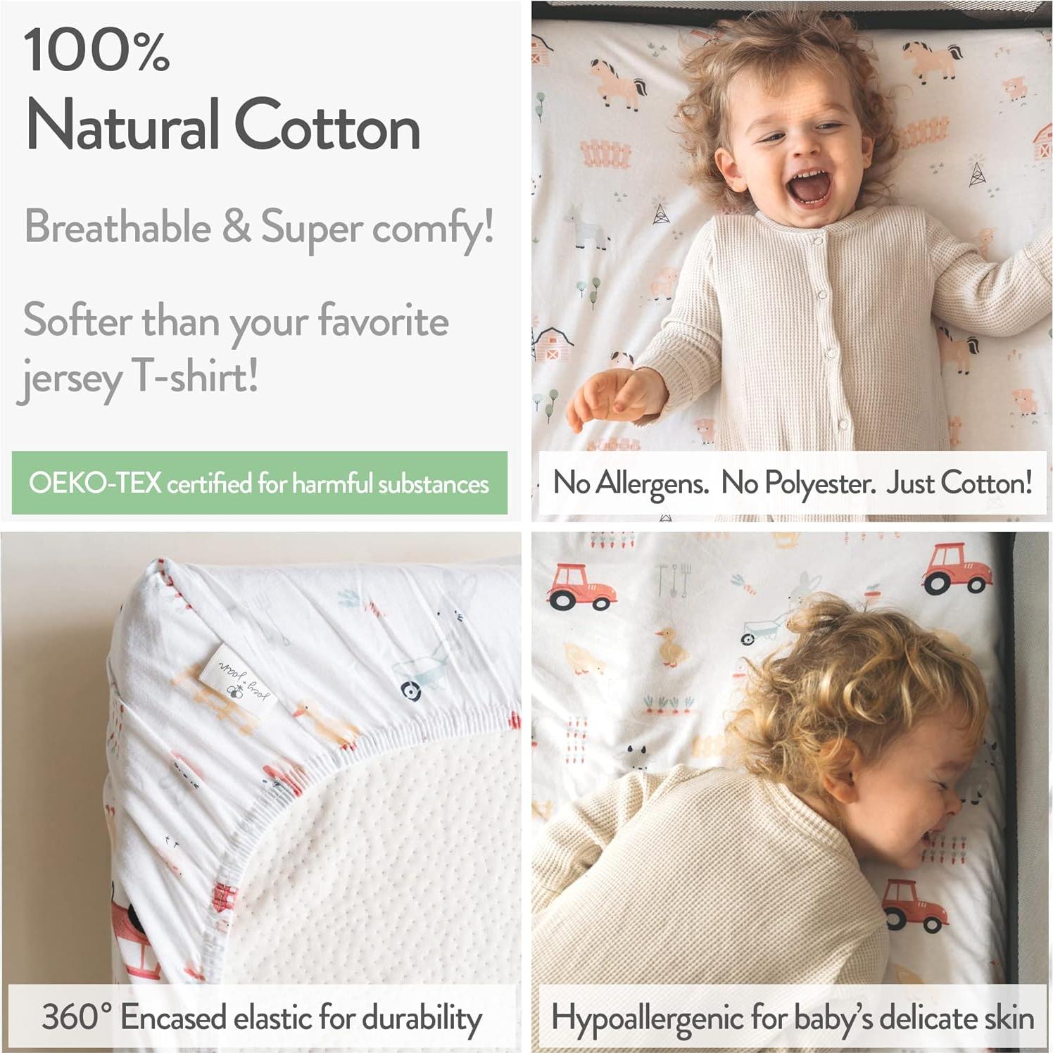 Sábanas Ajustadas para Cuna 4moms Breeze Plus - 100% Algodón