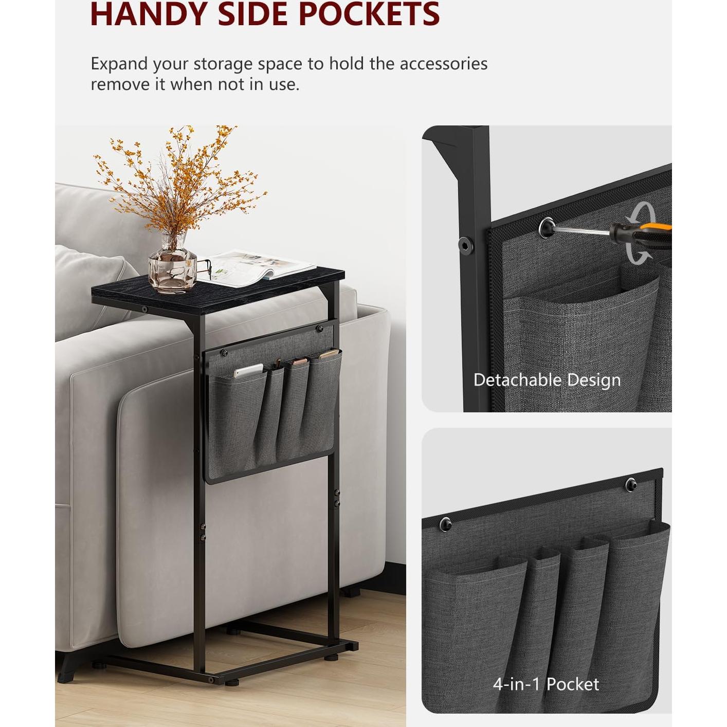 Mesa de extremo en forma de C Vantic CSET-05 negra 68.6 cm