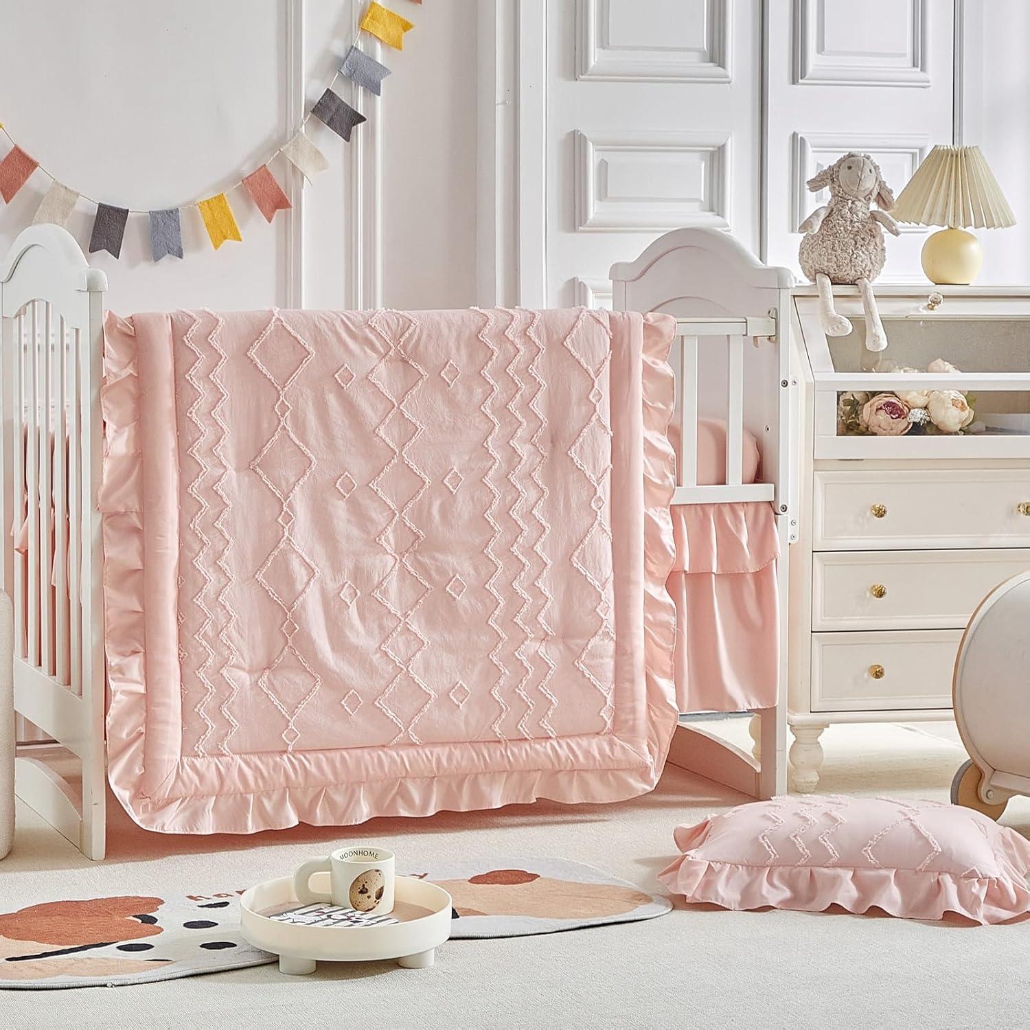 Conjunto de Ropa de Cuna AIKASY 4 Piezas Rosa Coral