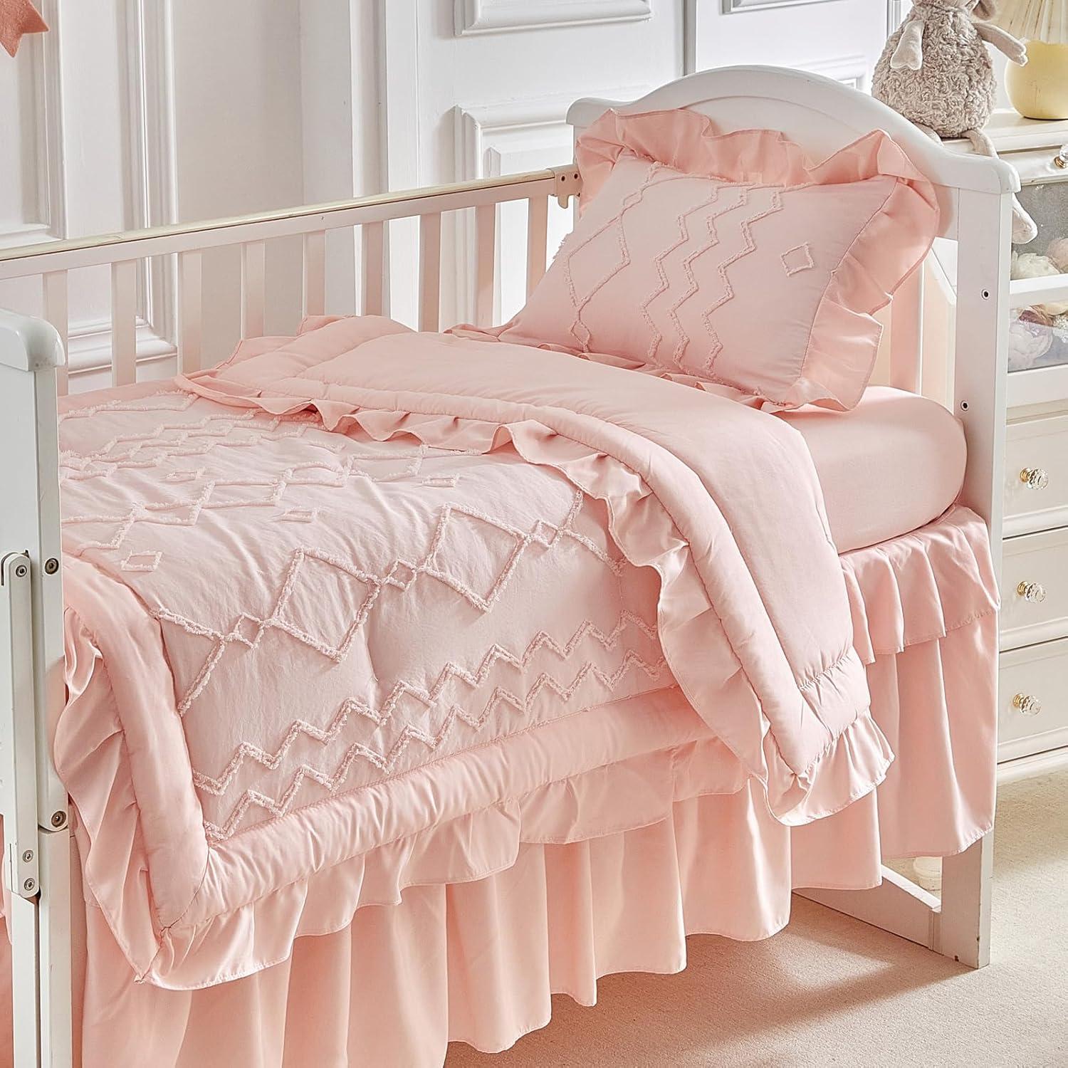 Conjunto de Ropa de Cuna AIKASY 4 Piezas Rosa Coral