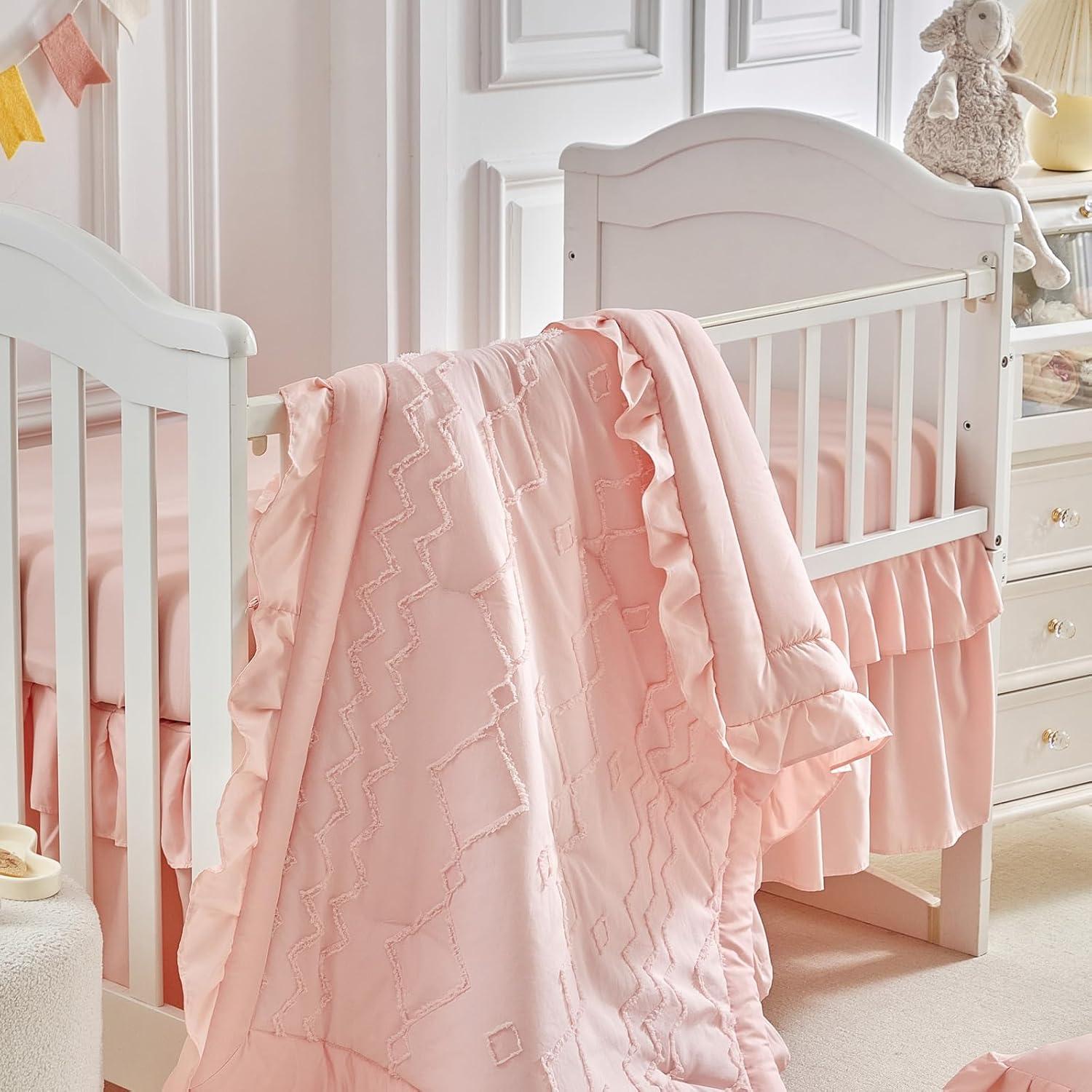 Conjunto de Ropa de Cuna AIKASY 4 Piezas Rosa Coral