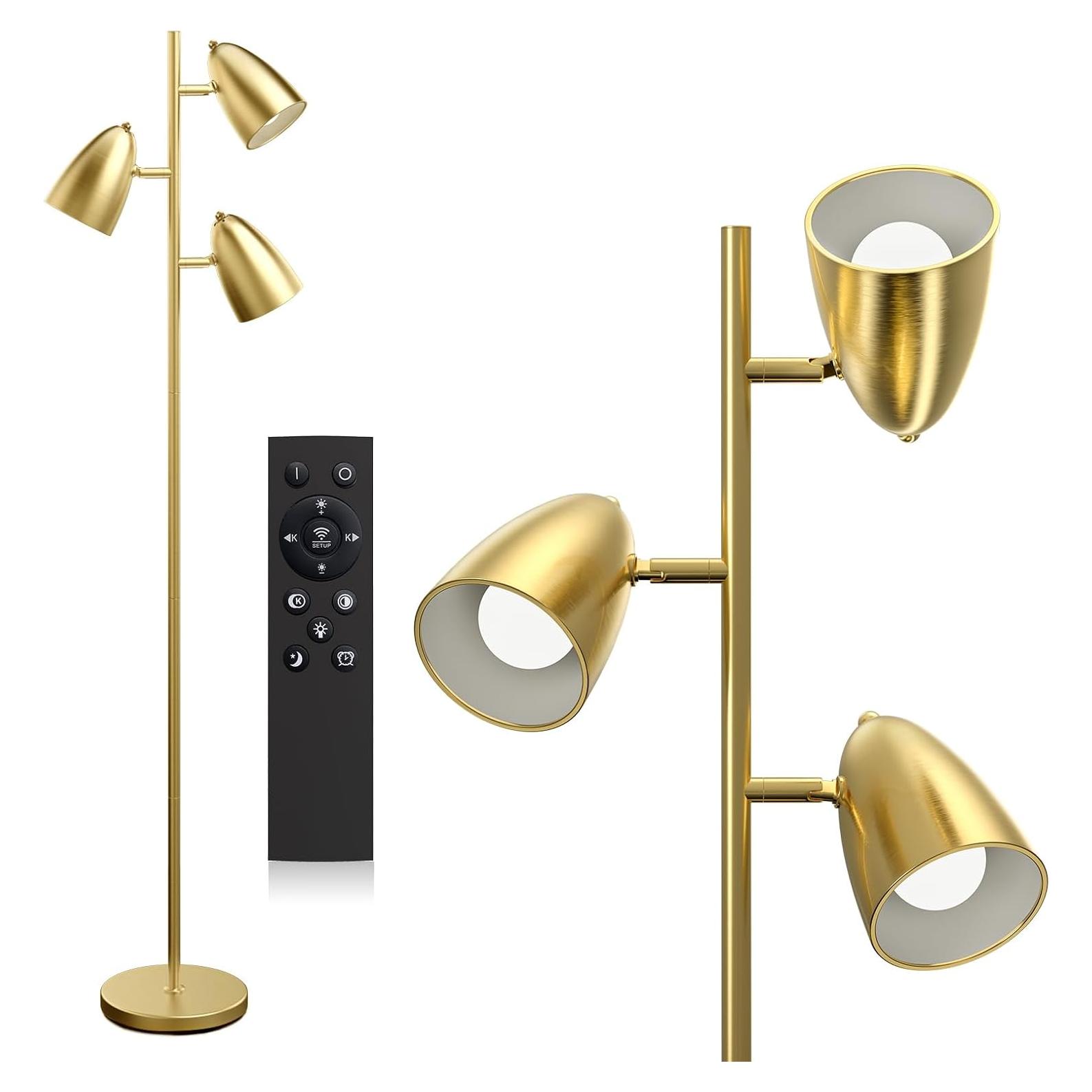 Lámpara de Pie LED addlon YY-02 con Control Remoto Dorado