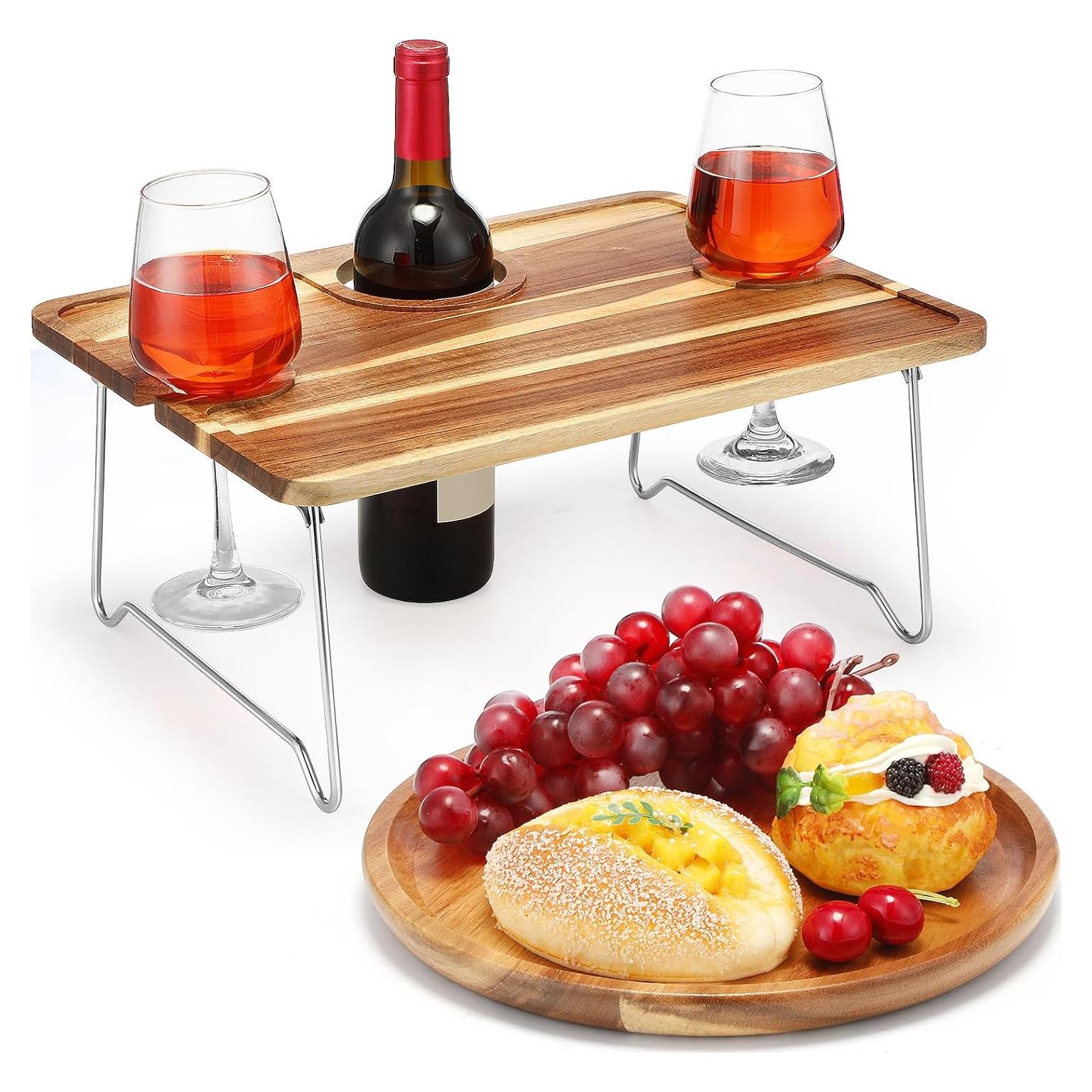 Mesa de picnic plegable Willinglong con bandeja de acacia