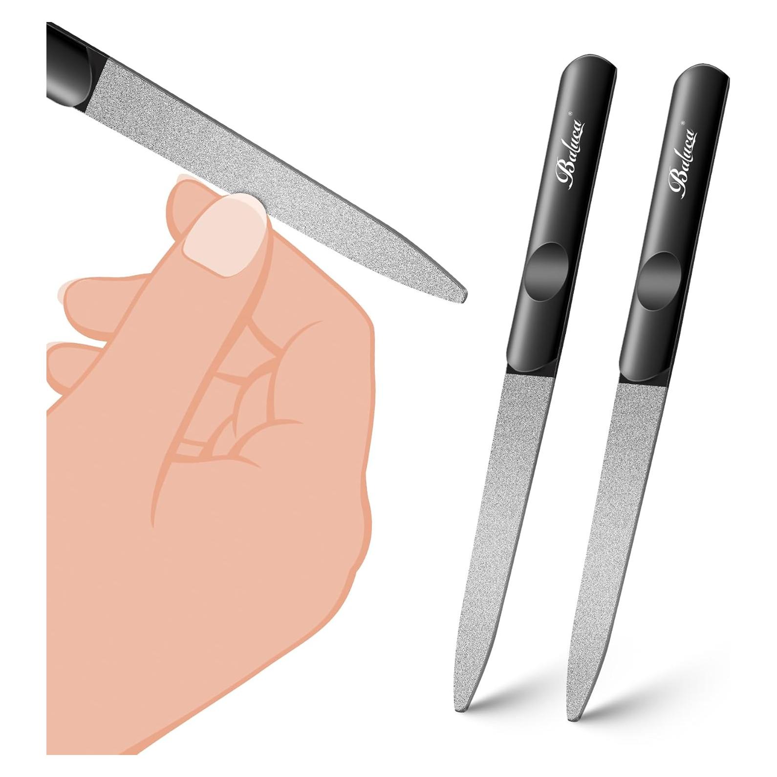 Lima de Uñas de Diamante BALUCA - Acero Inoxidable, 2 Piezas