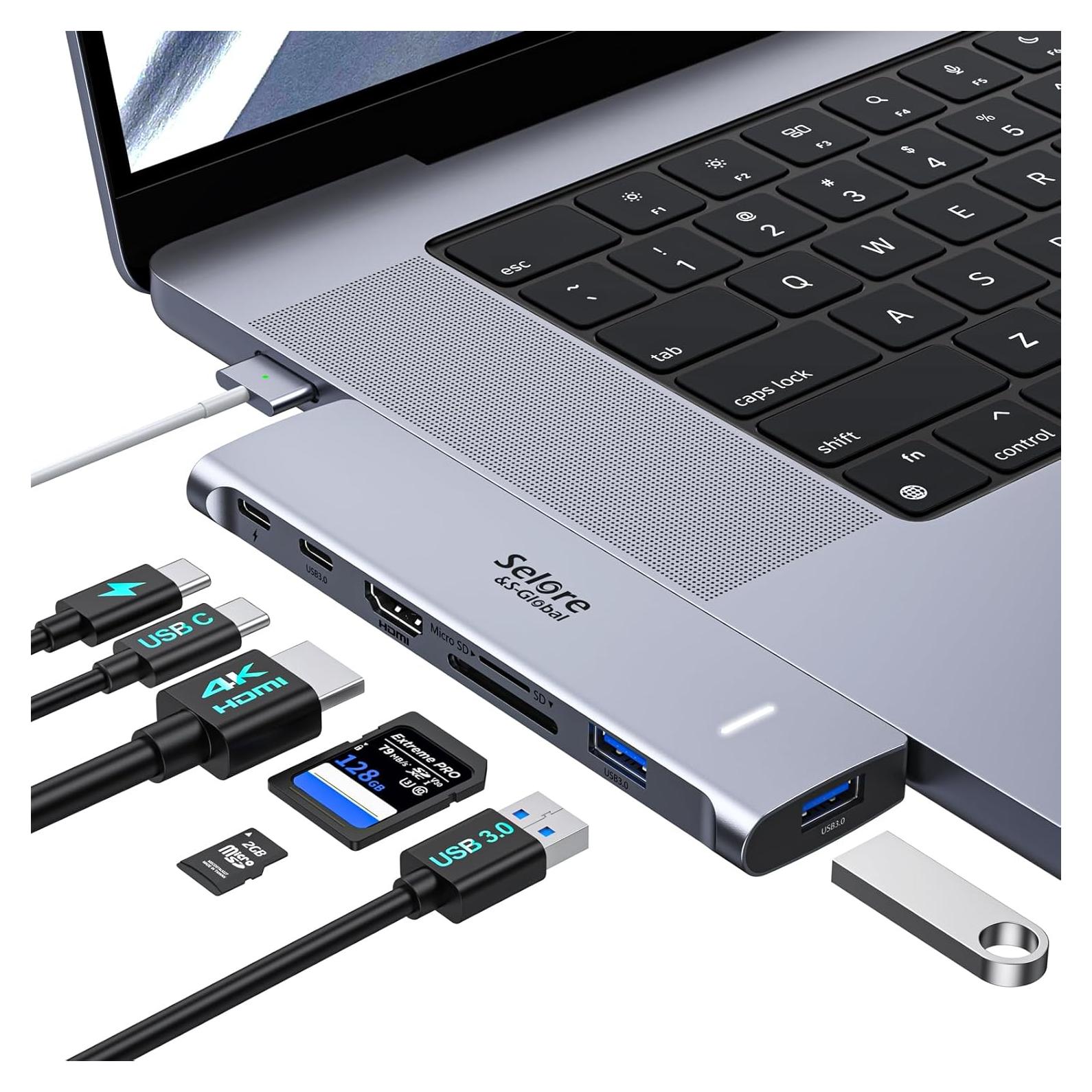 Adaptador USB C Hub HDMI Selore 7-en-2 para MacBook Pro/Air