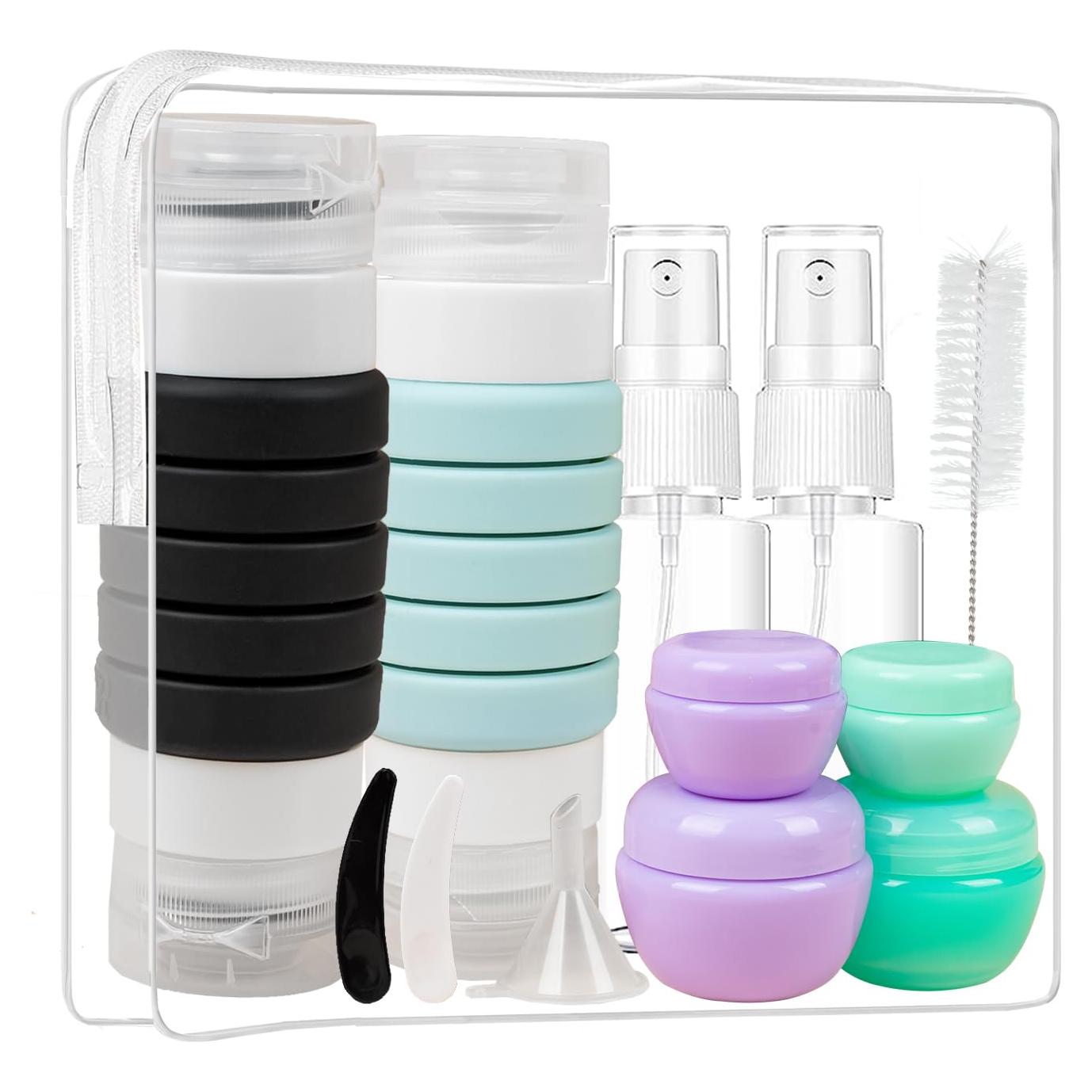 Juego de Botellas de Viaje Zhoxod 19 Piezas Silicona A prueba de Fugas