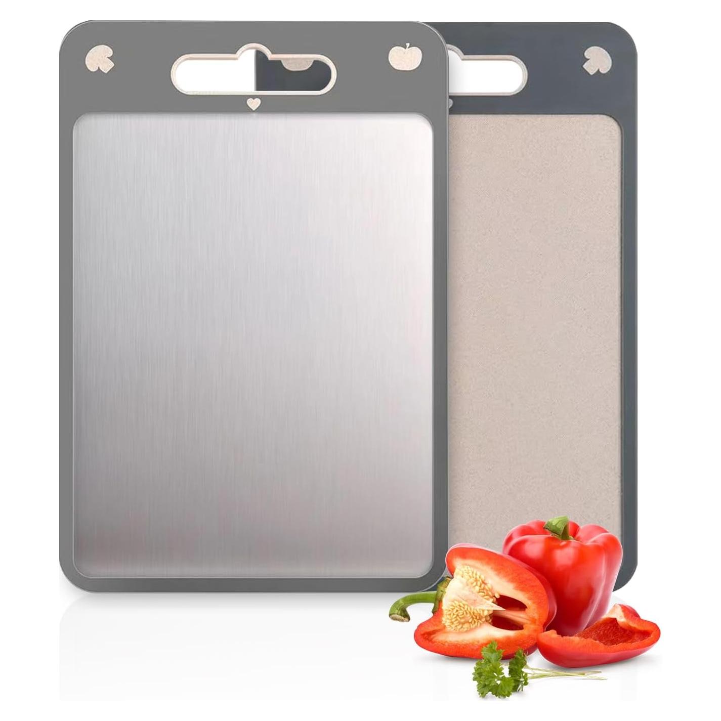 Tabla de Cortar Doble Lado XINHUISHQZ Acero Inoxidable 33x18cm
