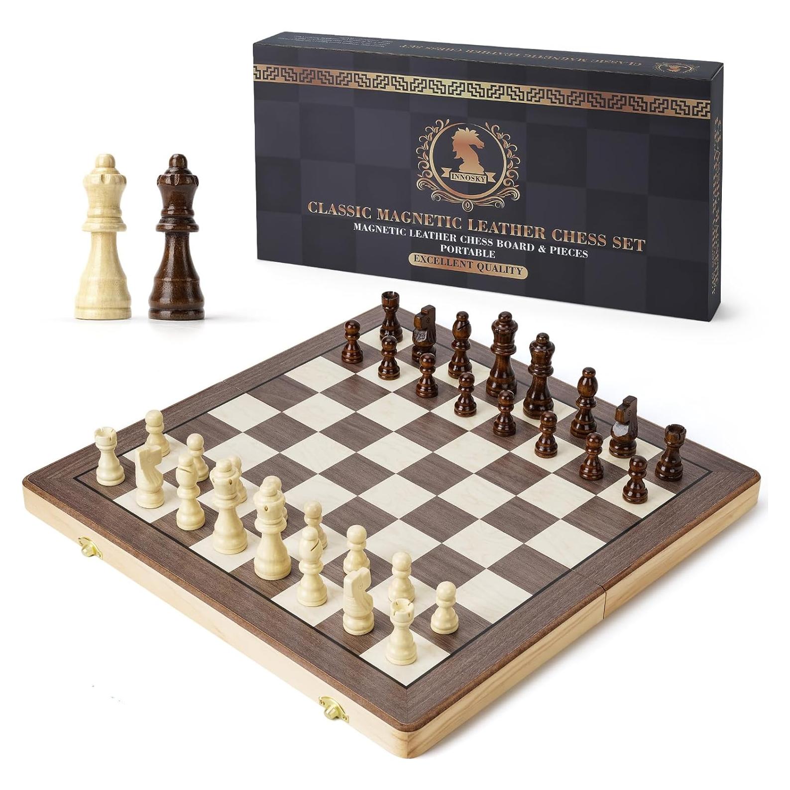 Juego de Ajedrez Magnético de Madera GLZM 38.1 cm Plegable