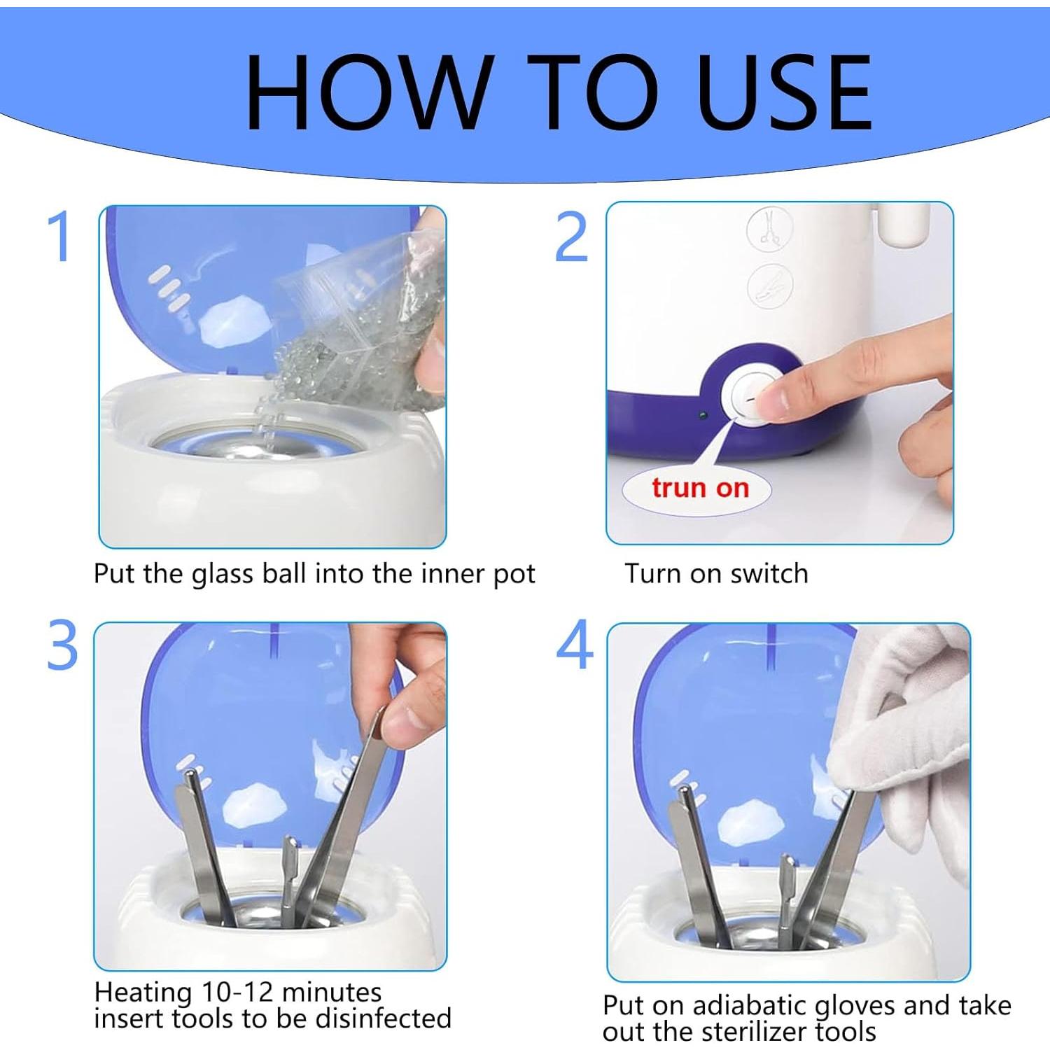 Esterilizador de Herramientas de Uñas GoLashFun Azul 17.8x12.7cm