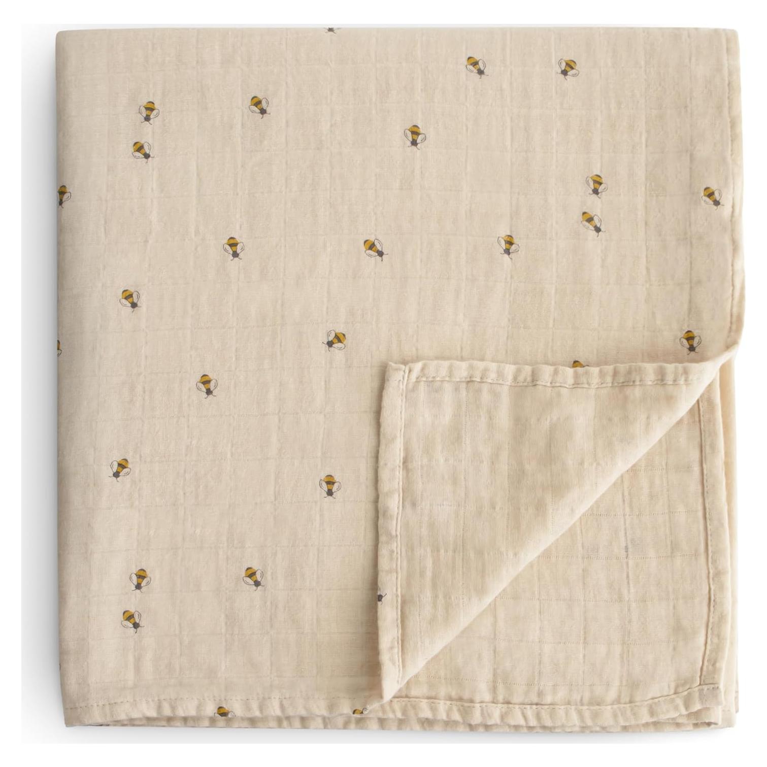 Manta de Muselina para Bebé Mushie 100% Algodón Orgánico Abejas