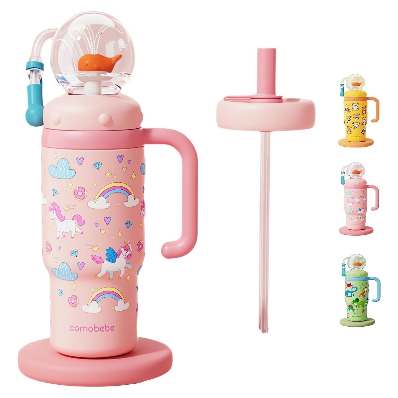 Vaso de Acero Inoxidable FRAGRANTGARDEN 710ml con Asa Rosa