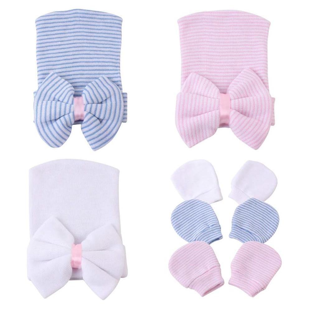 Gorro de Hospital para Recién Nacido Niña - 3 Conjuntos