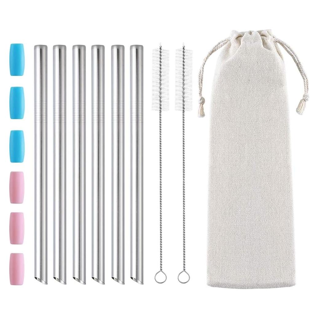 6 Pajitas Reutilizables de Acero Inoxidable Otstar 12 mm