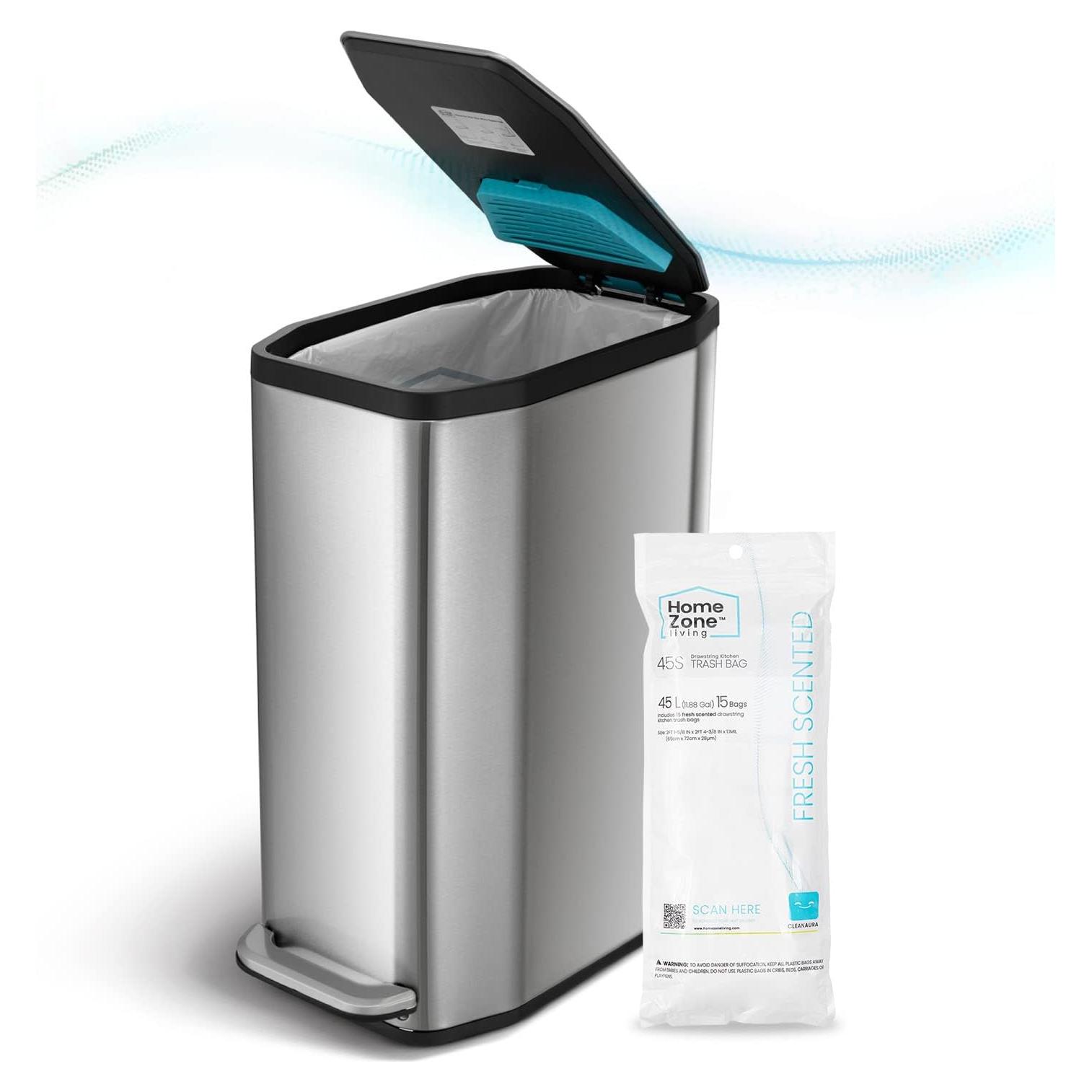 Bote de Basura Slim Home Zone Living 50L Acero Inoxidable Plata