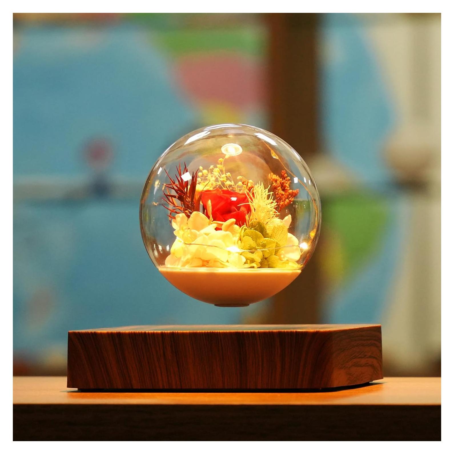 Lámpara de Levitación Magnética HCNT con Rosas Eternas