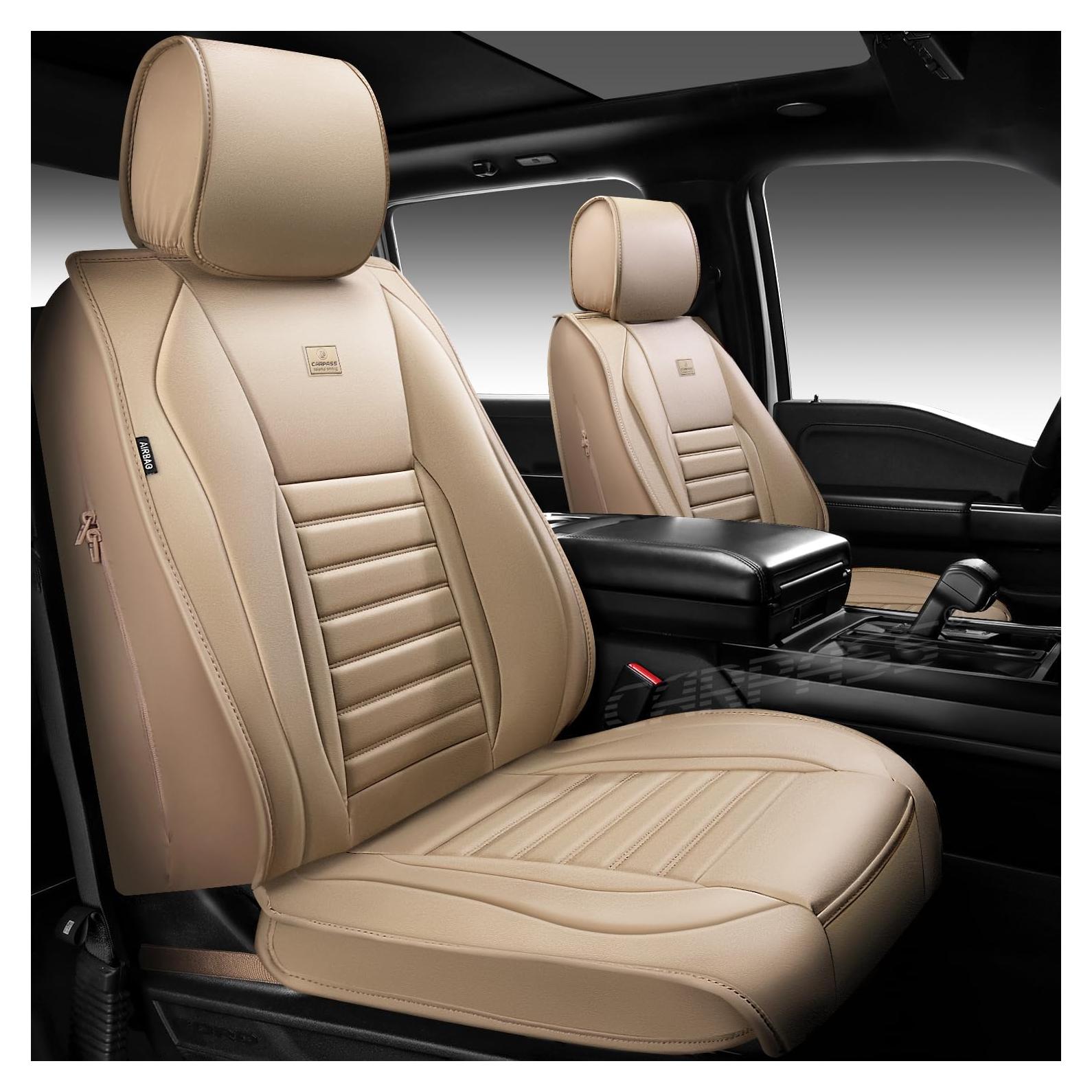Cubiertas de Asiento de Cuero Nappa CAR PASS Juego Completo Beige