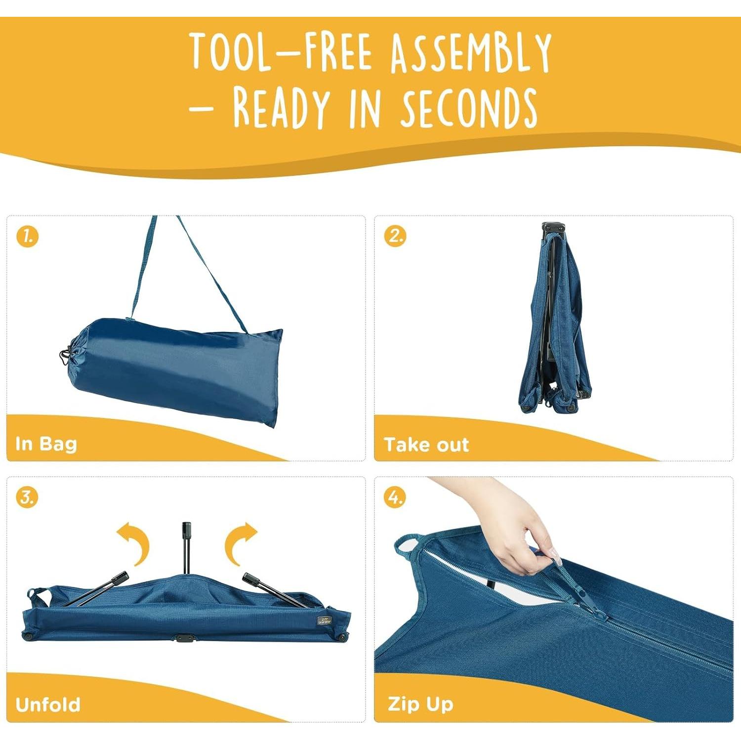 Cama Elevada Plegable Mediana para Perros Canine Canyon Azul