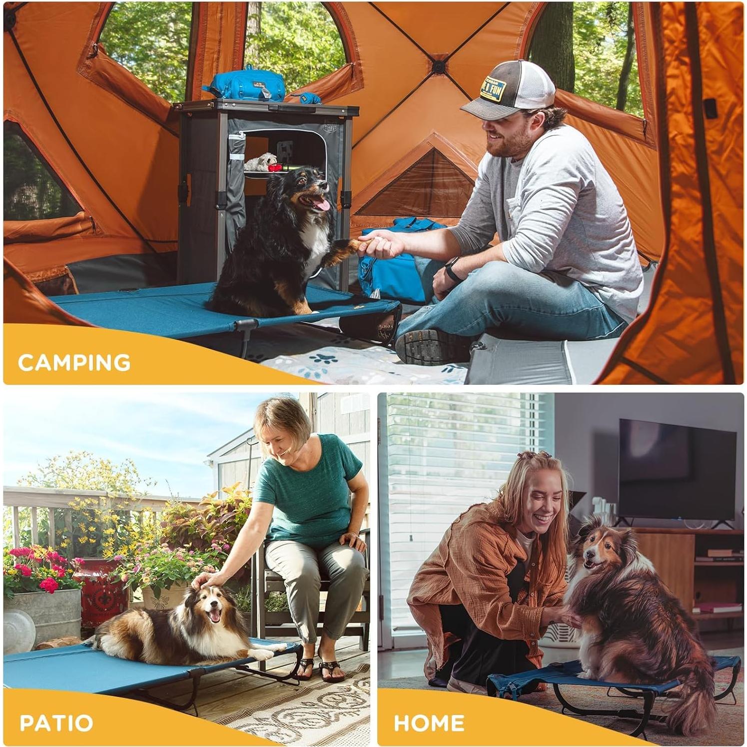 Cama Elevada Plegable Mediana para Perros Canine Canyon Azul