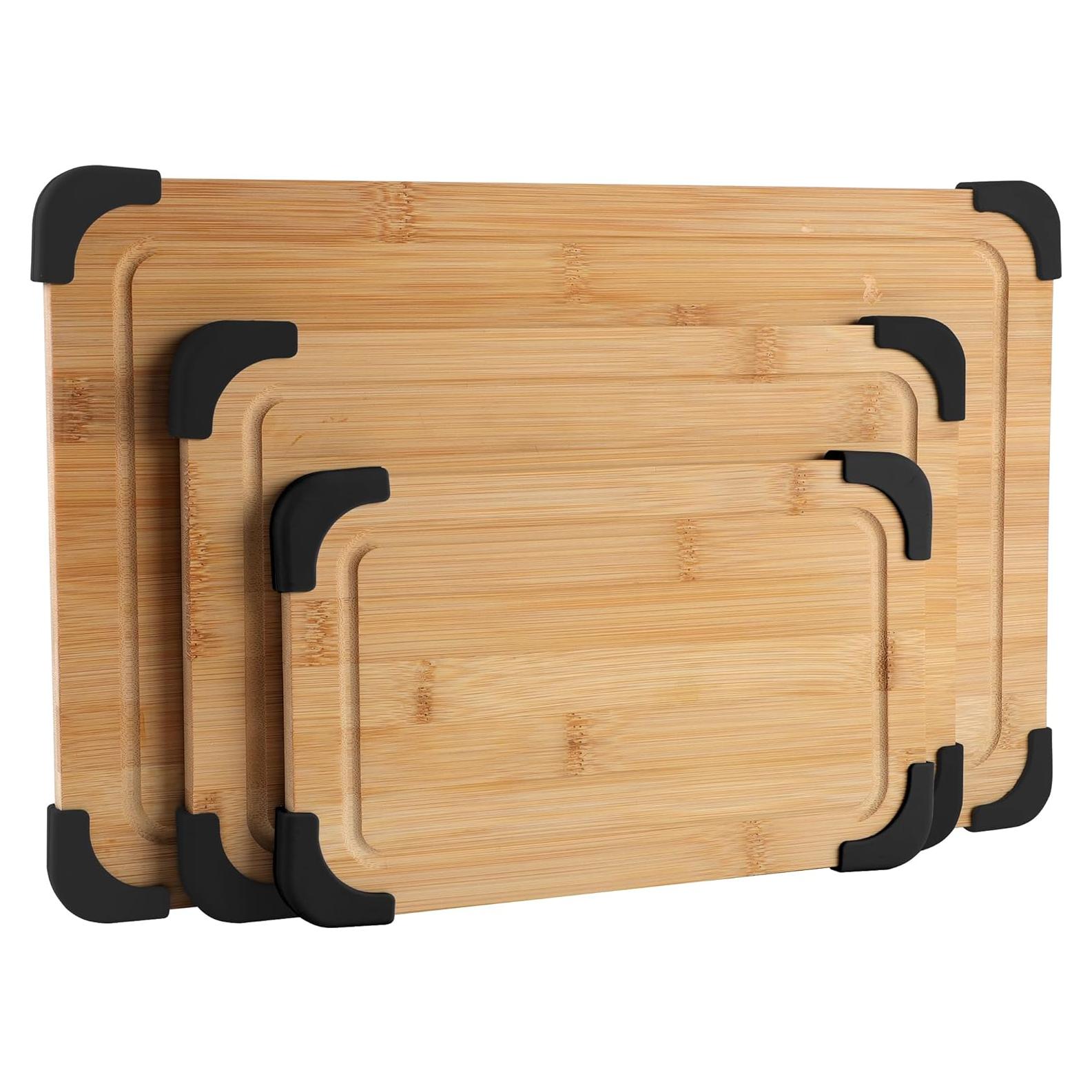 Juego de Tablas de Cortar Antideslizantes COOK WITH COLOR - 3 Piezas de Bambú