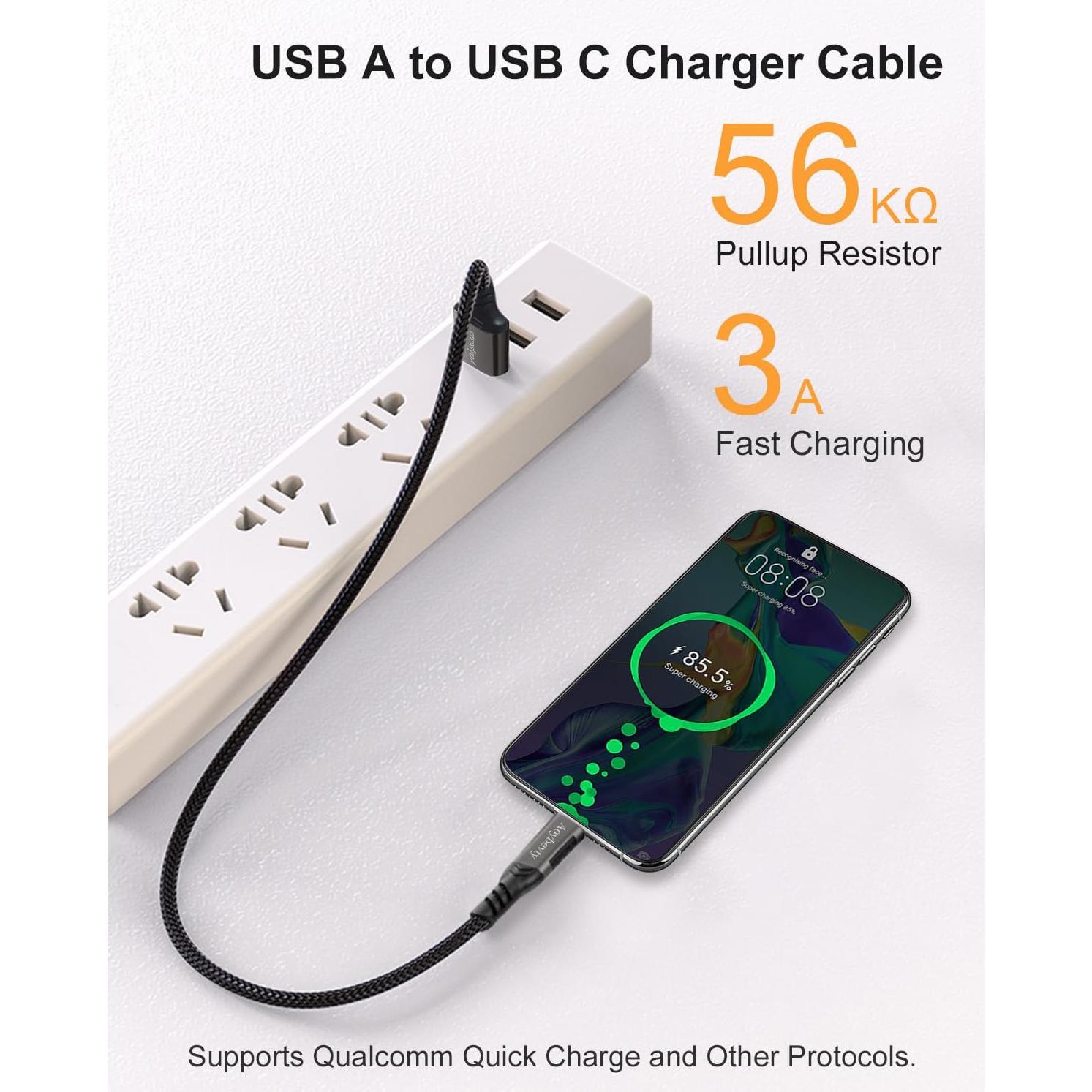 Cable USB A a USB C 0.5m 2 Paquete Aoybevty 60W 10Gbps