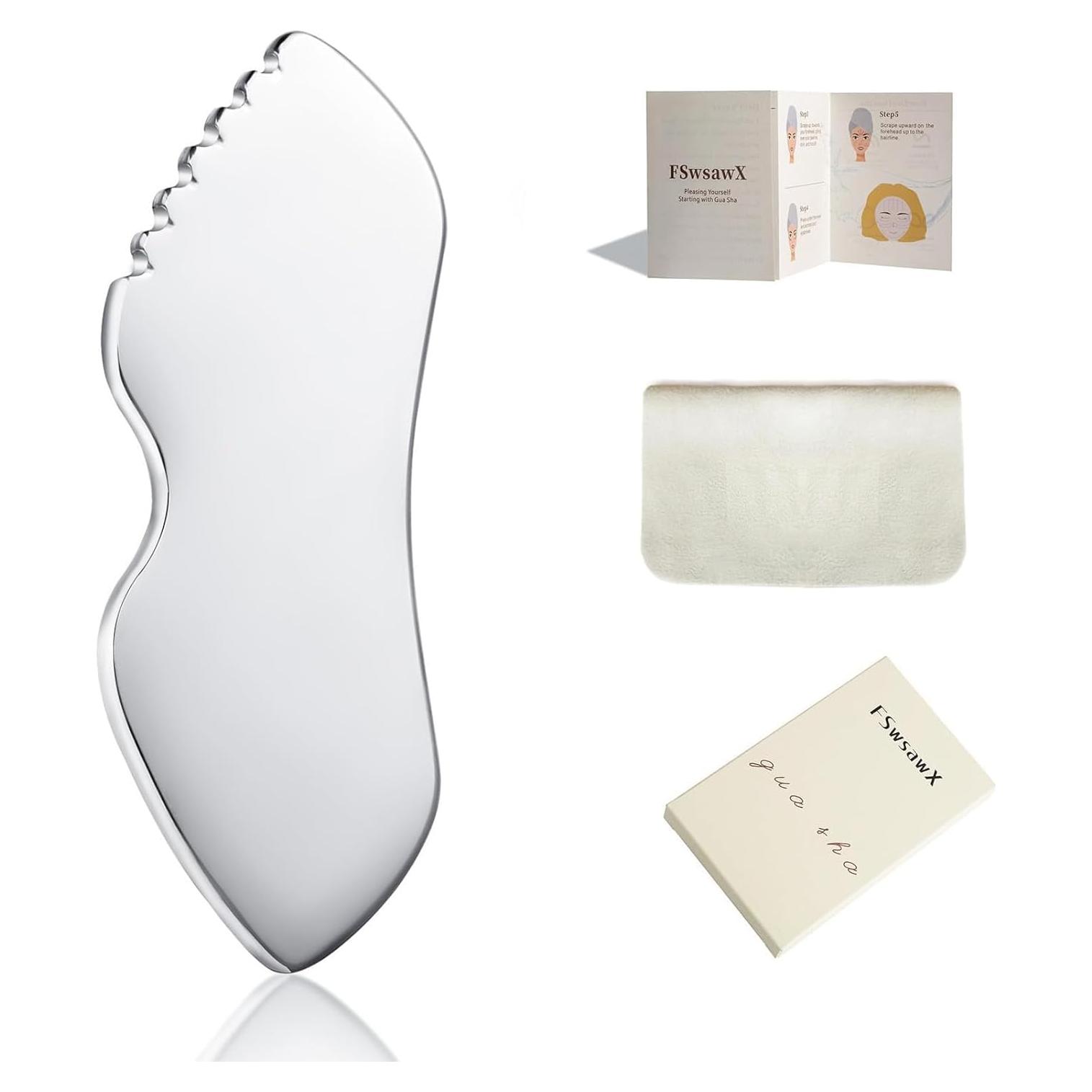 Herramienta Gua Sha Facial Acero Inoxidable FSwsawX 13.59cm