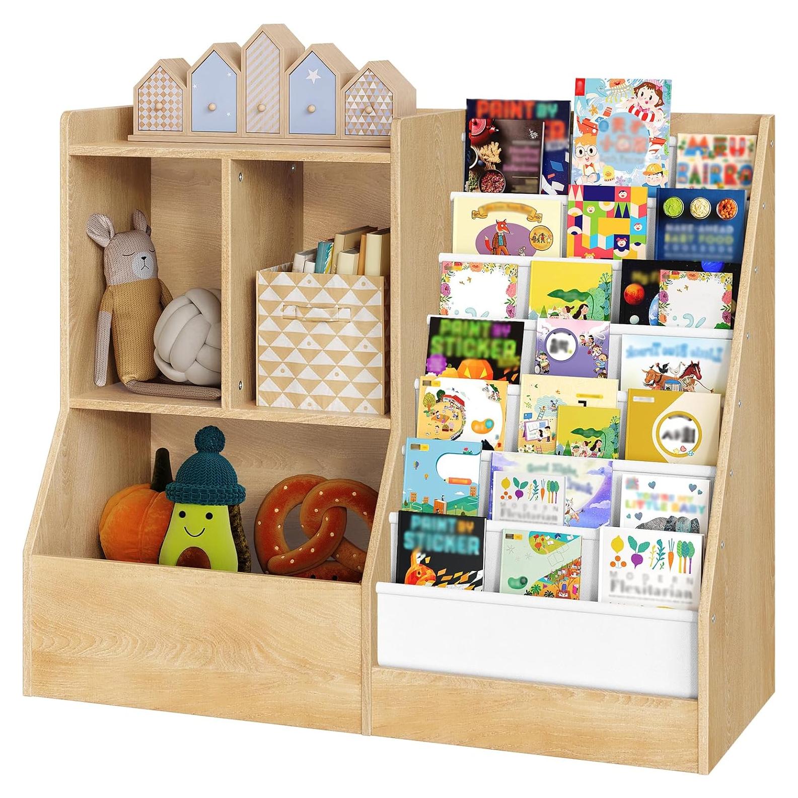 Estantería para Niños MAHANCRIS 7 Estantes Natural 100.6x39.9x82.6cm