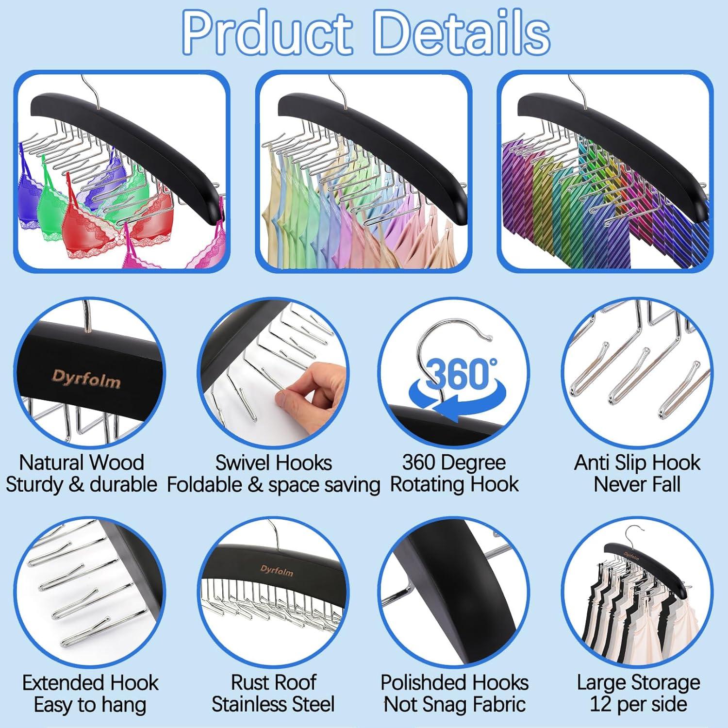 Perchero de Madera Dyrfolm 2 Pcs con 24 Ganchos Plegables