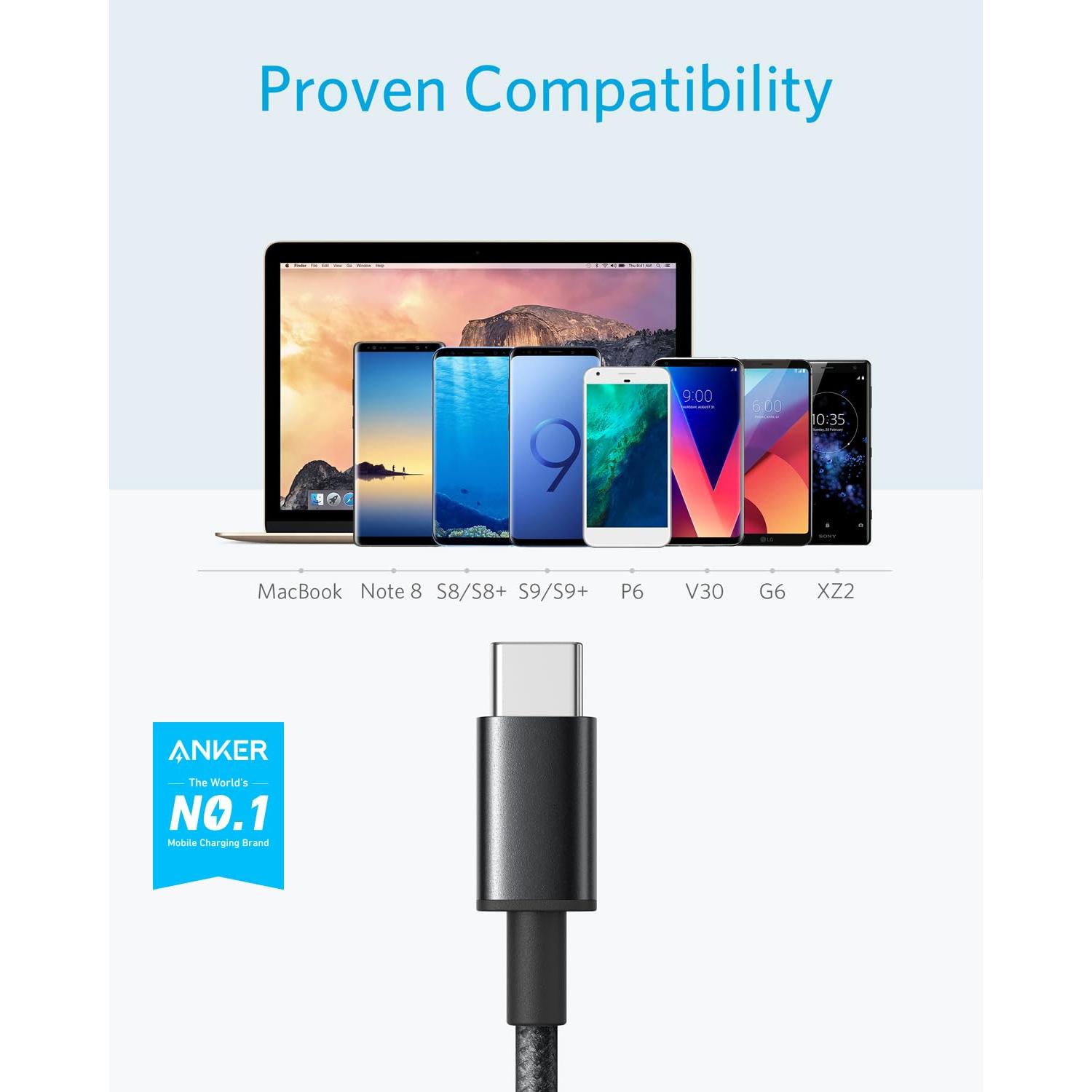 Cable USB A a USB C Anker 5 Pack 182 cm Negro