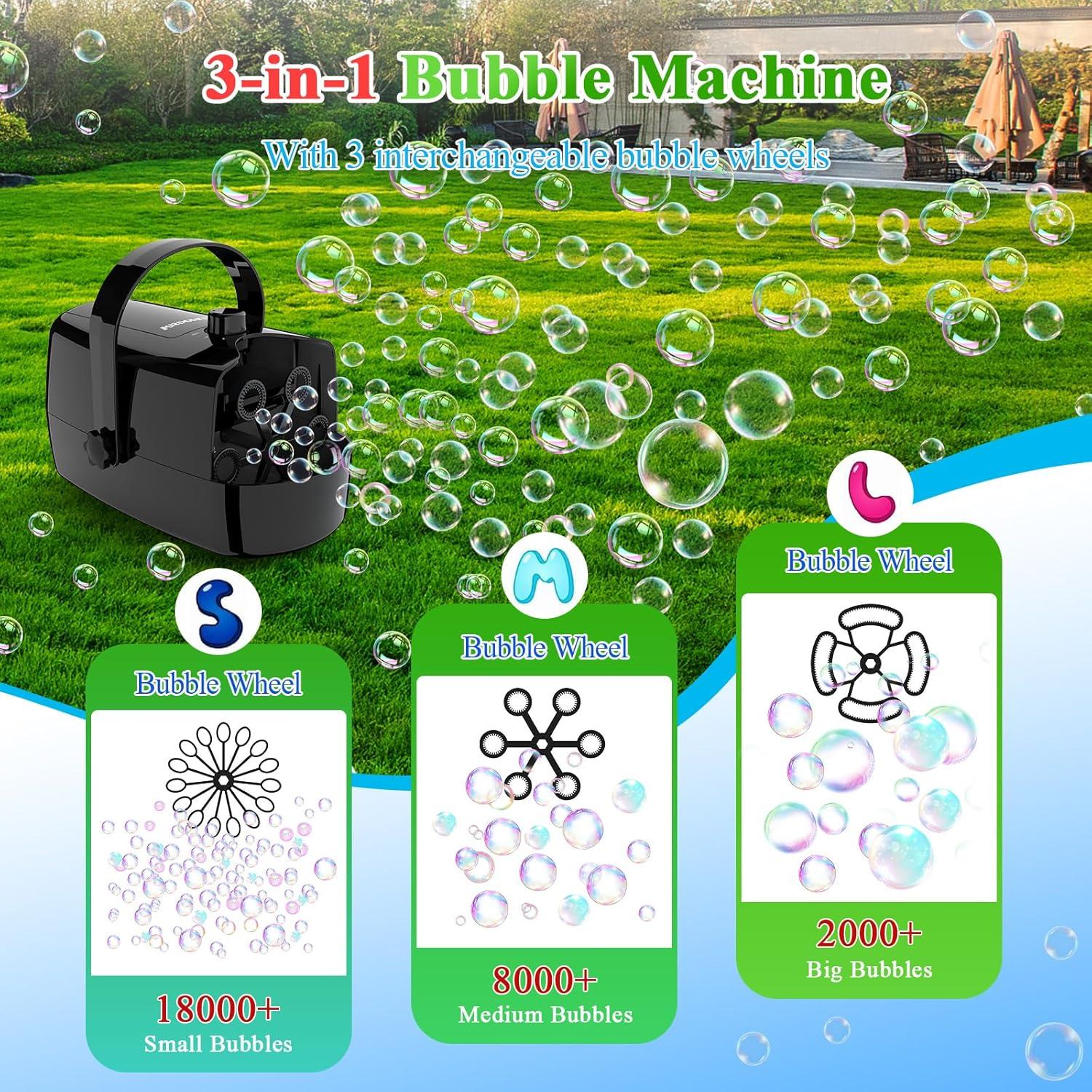 Máquina de Burbujas 3 en 1 Wisdomlit con 3 Varitas 8000+ Burbujas