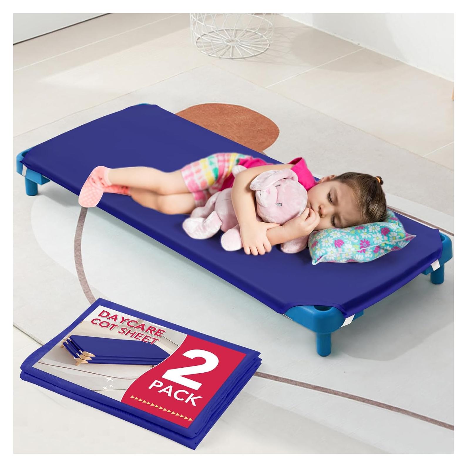 Sábanas para Cuna de Guardería RowinsyDD 58x130 cm Azul 2 Pcs