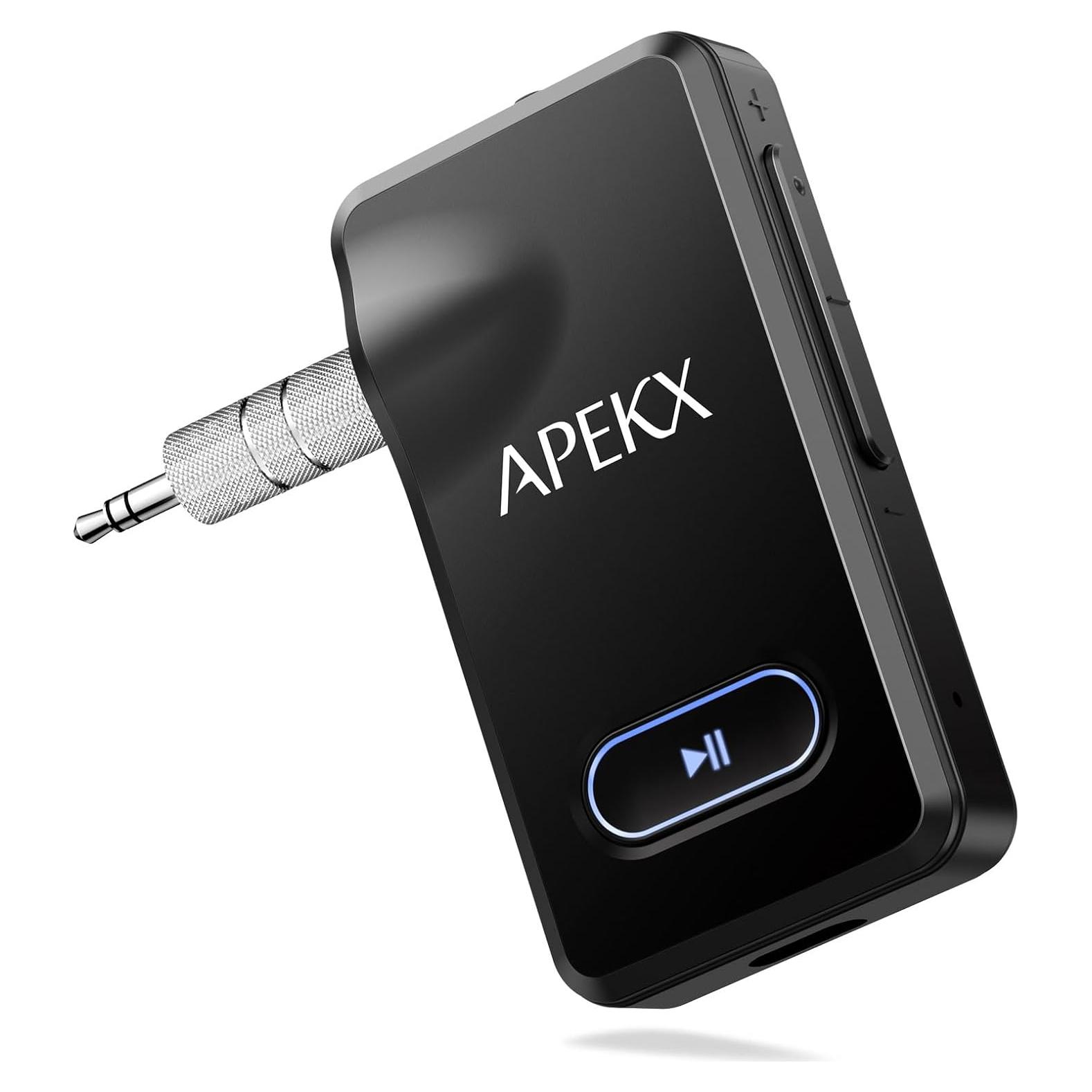 Adaptador Bluetooth APEKX BR19 para coche 3.5mm Hi-Fi Negro