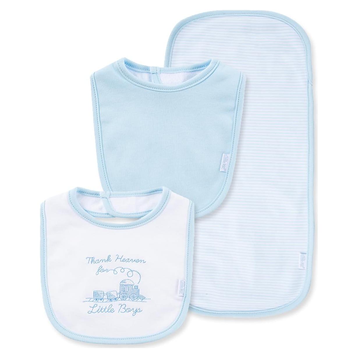 Set de Baberos y Paño para Eructar Little Me Algodón Azul