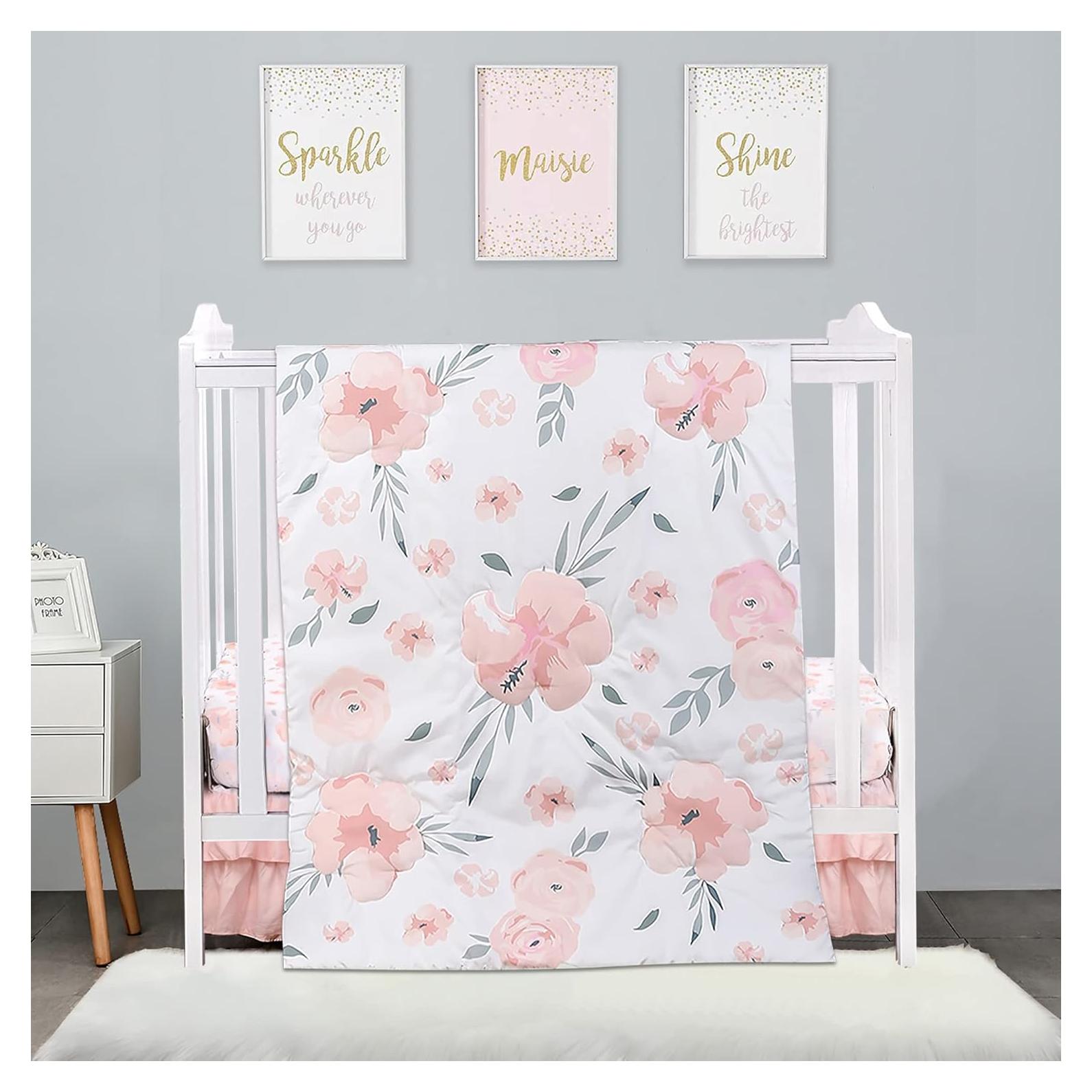 Juego de Ropa de Cuna Mini 3 Piezas PINNKKU Floral