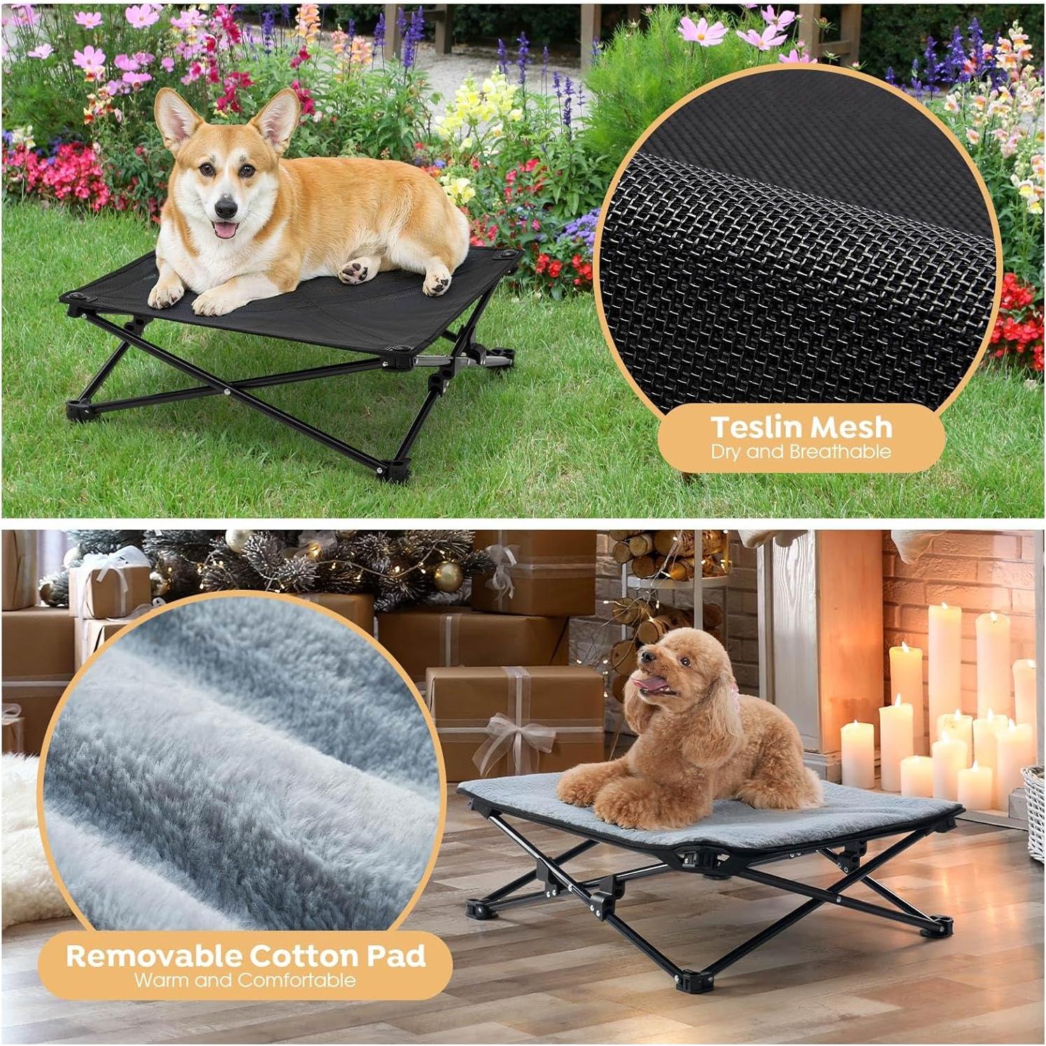 Cama Elevada para Perros Veehoo 73.7x73.7cm Plegable 2 en 1