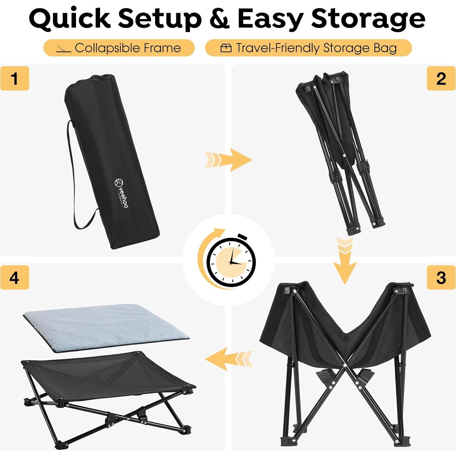 Cama Elevada para Perros Veehoo 73.7x73.7cm Plegable 2 en 1