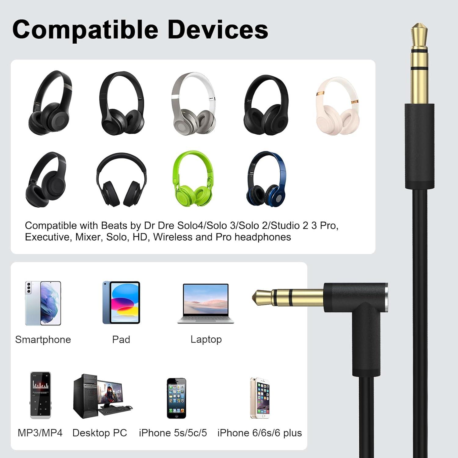 Cable de audio de reemplazo Beats Solo 3 con micrófono 1.4m