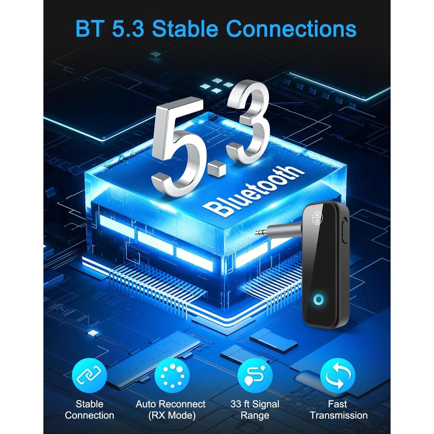 Adaptador Bluetooth 5.3 Ankilo Aux para Coche - Receptor y Transmisor