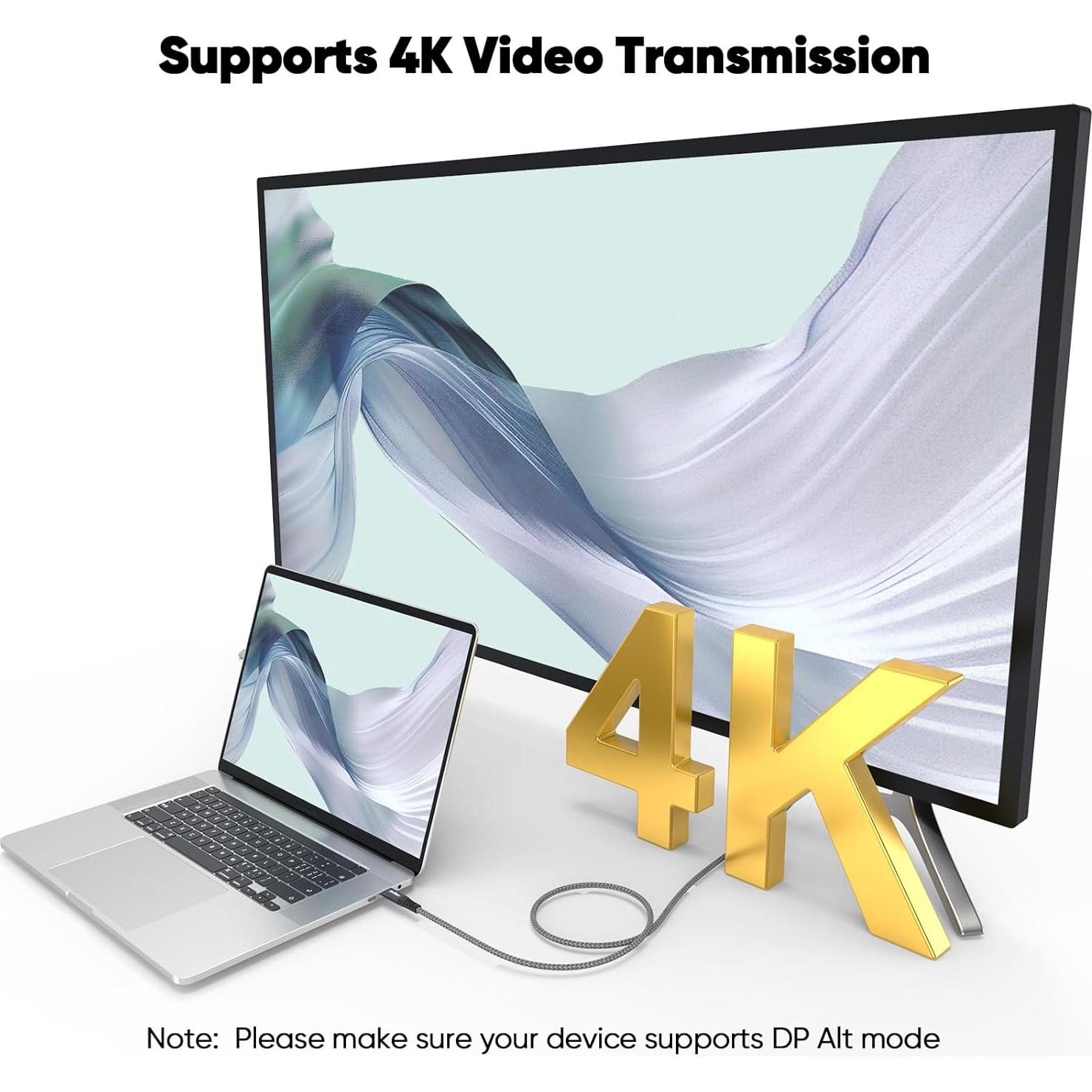 Cable USB C 3.2 Gen 2 JasRoum 6.1m 10Gbps 140W 4K