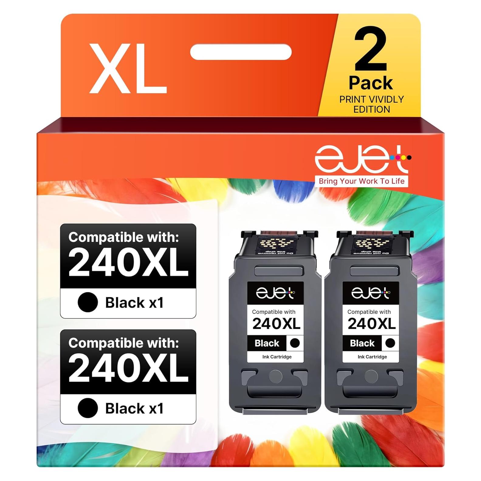 Cartucho de Tinta Negra Remanufacturado ejet 240XL para Canon