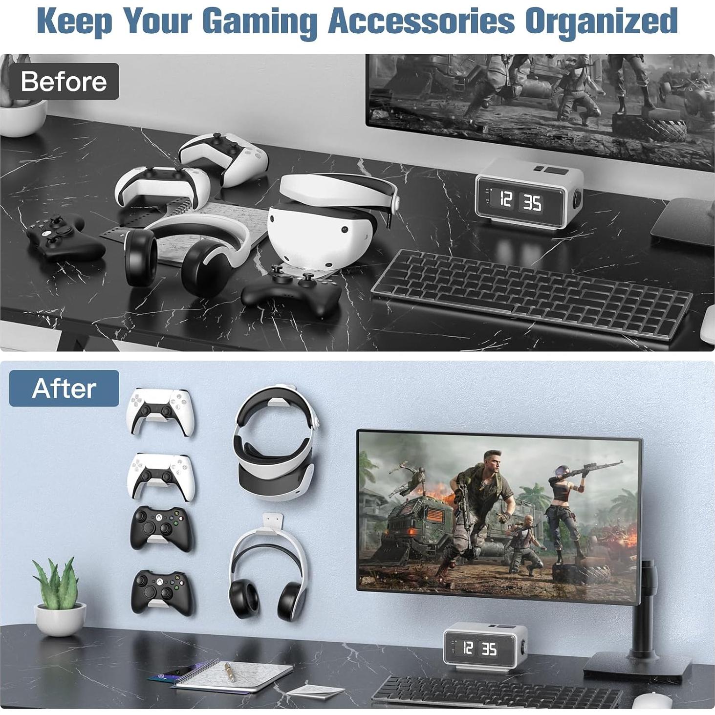 Soporte de Pared KUNSLUCK para 6 Controladores y Auriculares