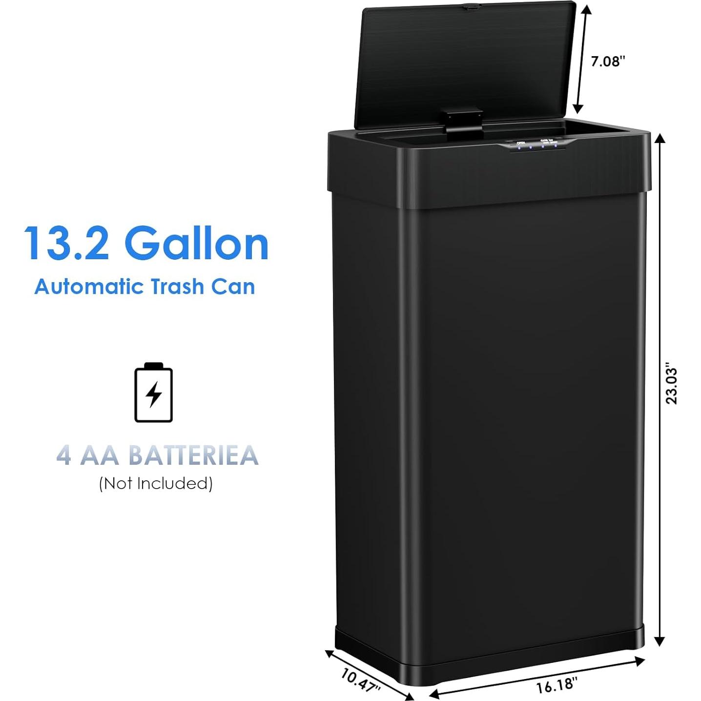 Basurero Inteligente Athlike 50L con Sensor Automático Negro