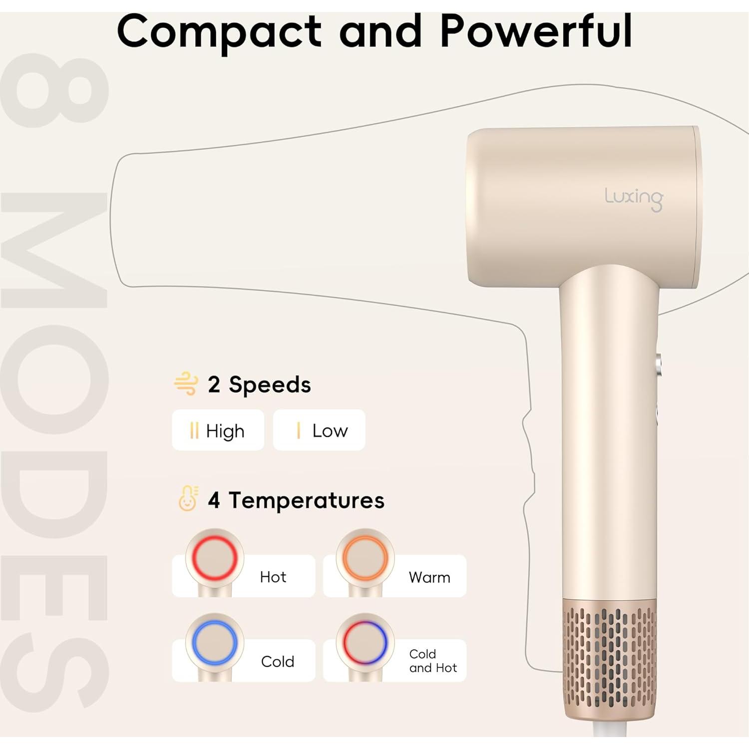 Secador de Pelo Luxing TurboLux 1500W Iones Negativos Crema