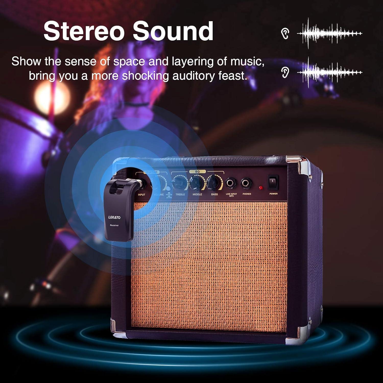 Sistema Inalámbrico de Guitarra LEKATO 2.4GHz 6 Canales Negro