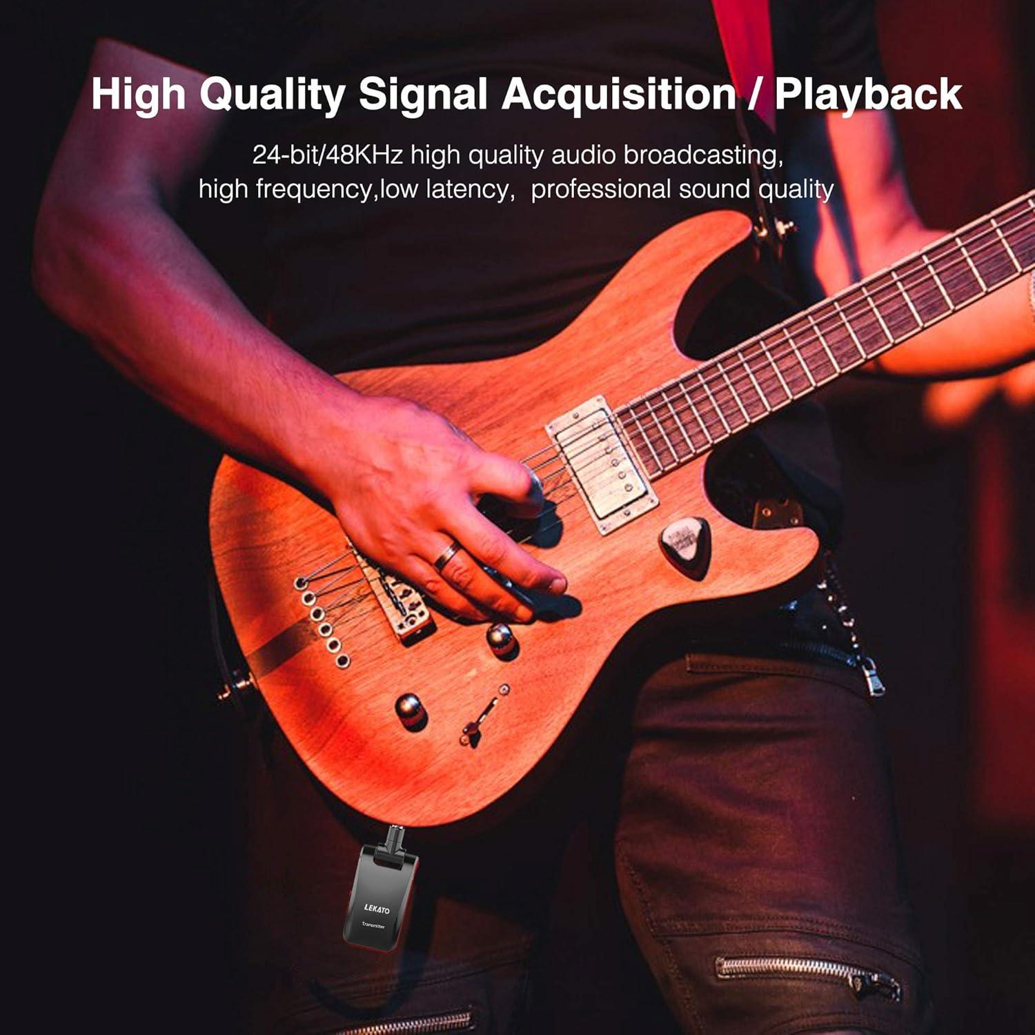 Sistema Inalámbrico de Guitarra LEKATO 2.4GHz 6 Canales Negro