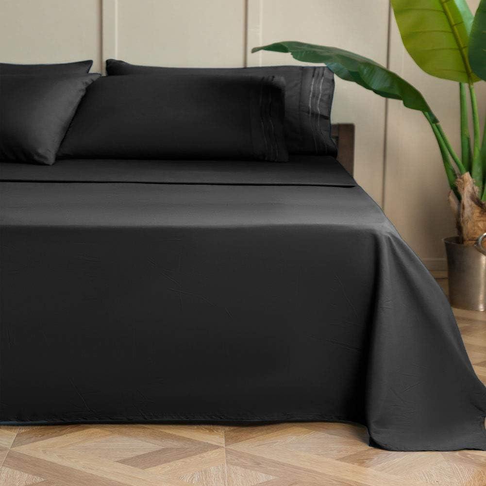 Juego de Sábanas Doble SONORO KATE Microfibra 1700 Hilos Negro