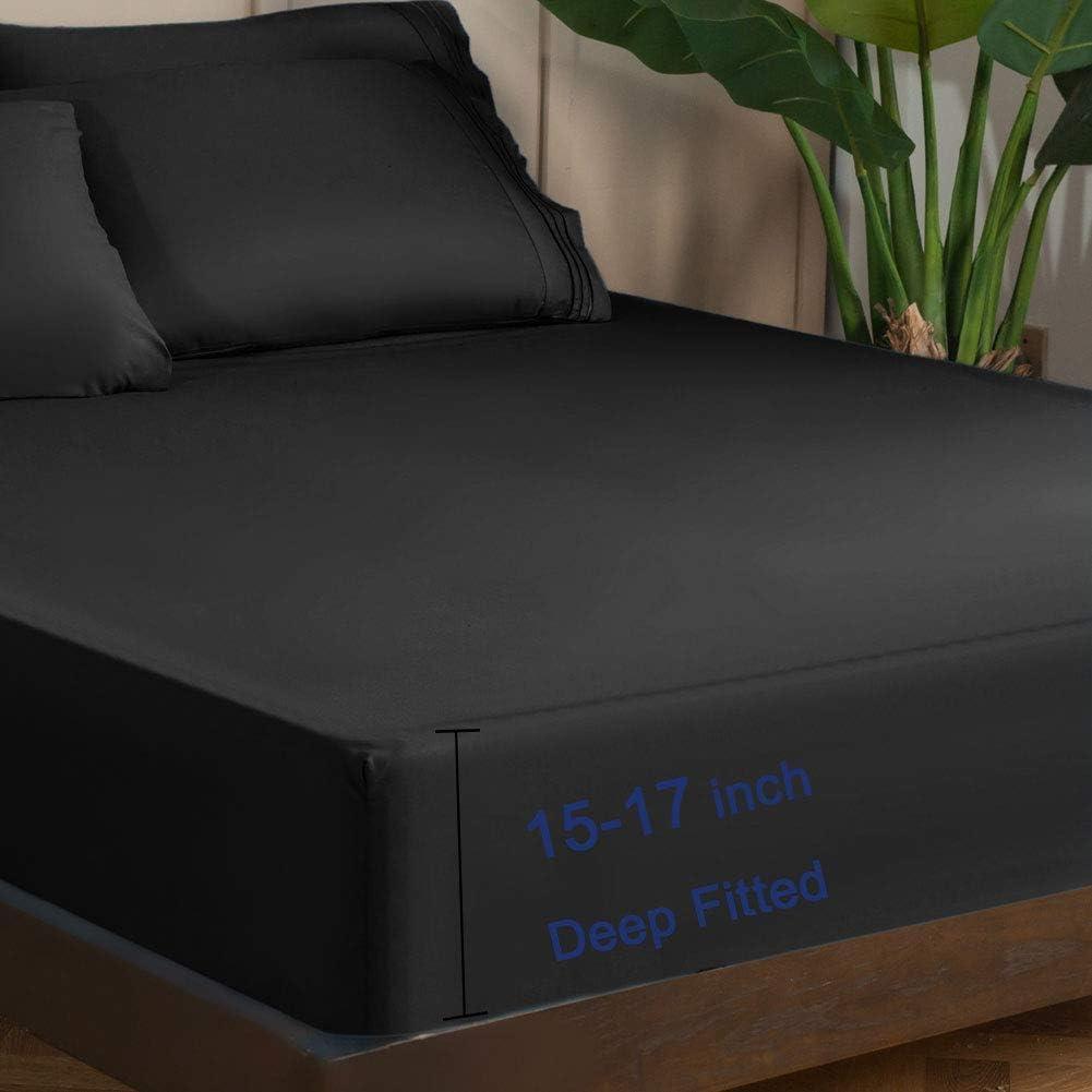 Juego de Sábanas Doble SONORO KATE Microfibra 1700 Hilos Negro