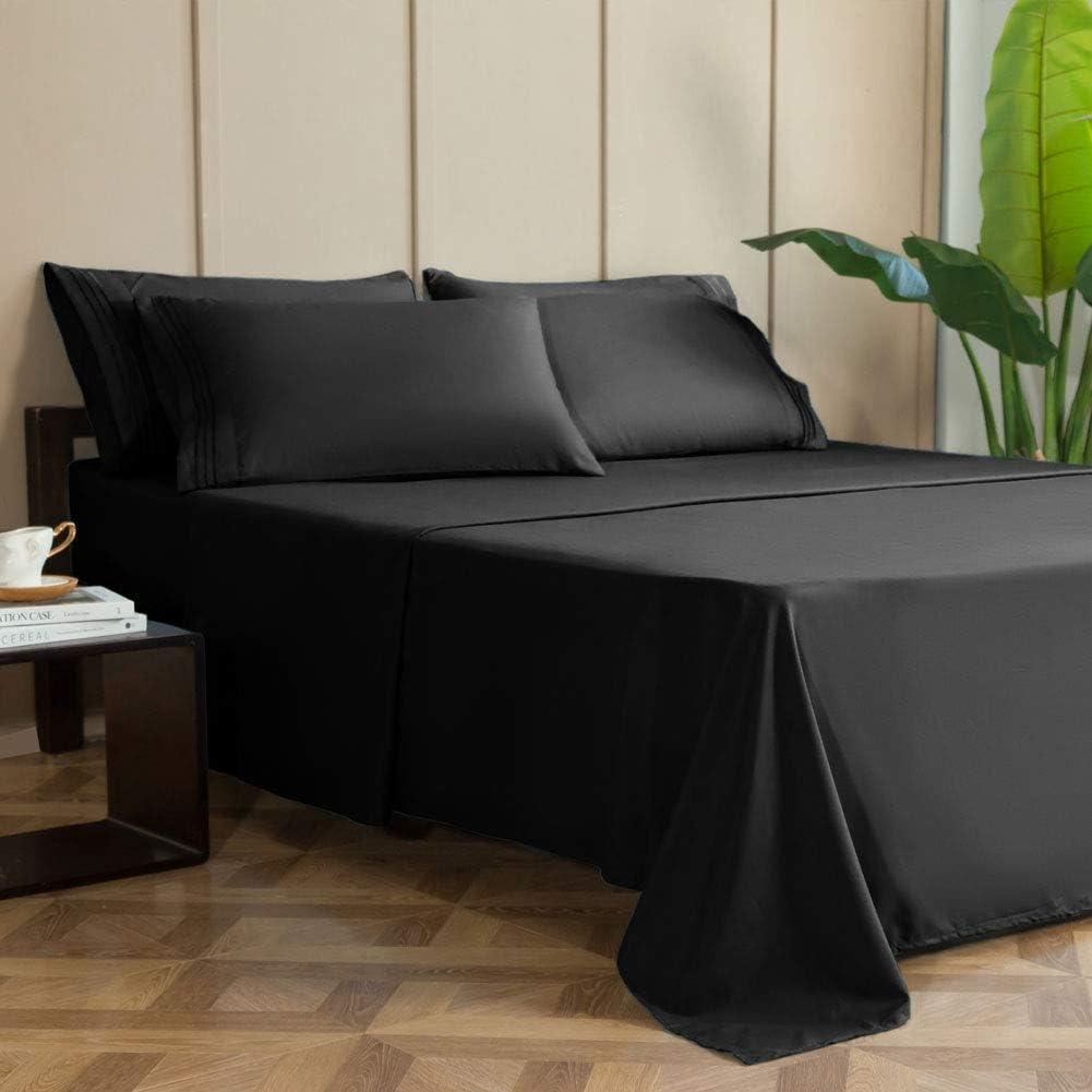 Juego de Sábanas Doble SONORO KATE Microfibra 1700 Hilos Negro