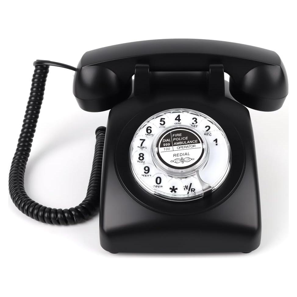 Teléfono Rotatorio Vintage Cheeta 8019 Negro con Redial