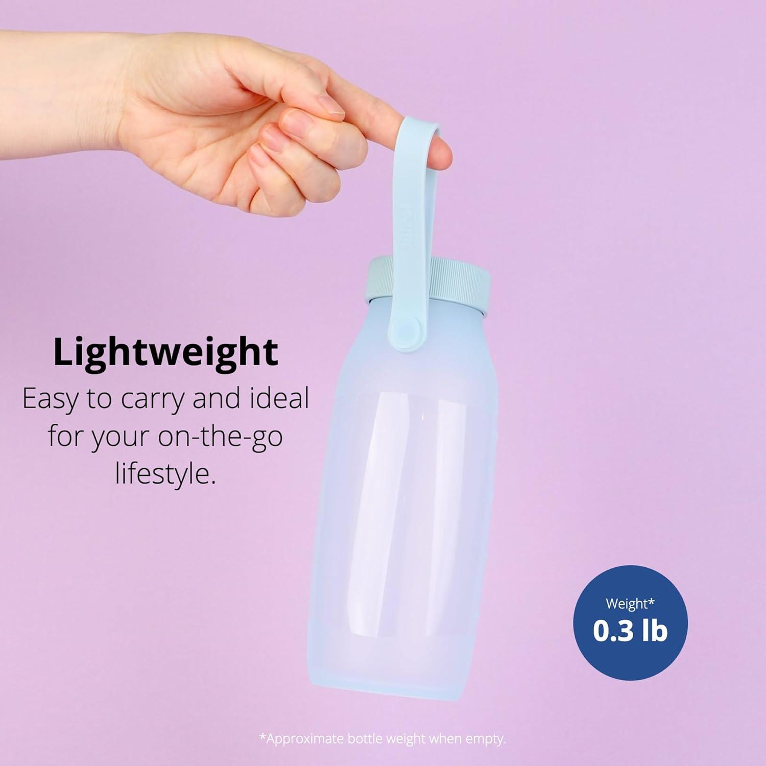 Botella de Agua Plegable BLUE GINKGO 492 ml - Ligera y A Prueba de Fugas